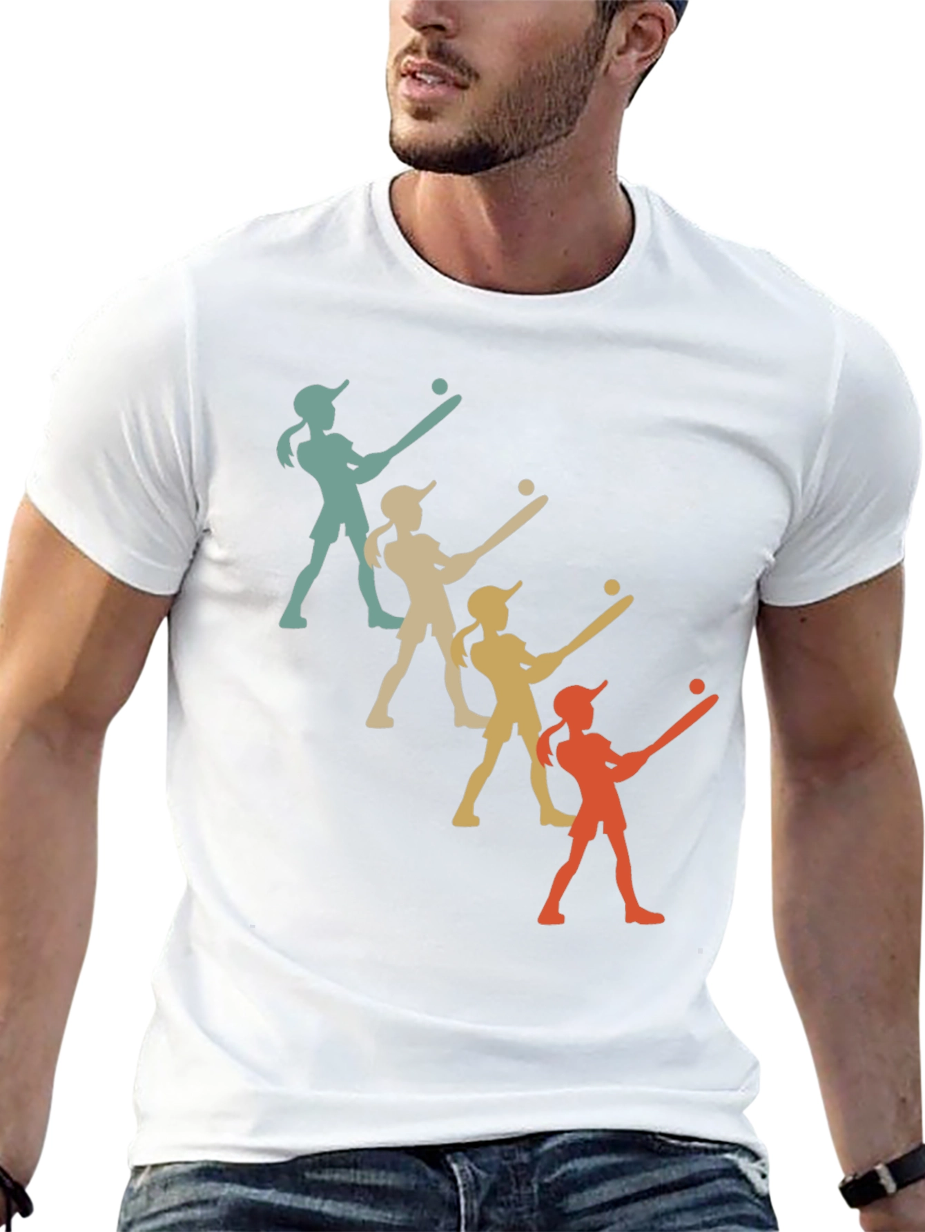 Retro Softball Player Graphic Tee