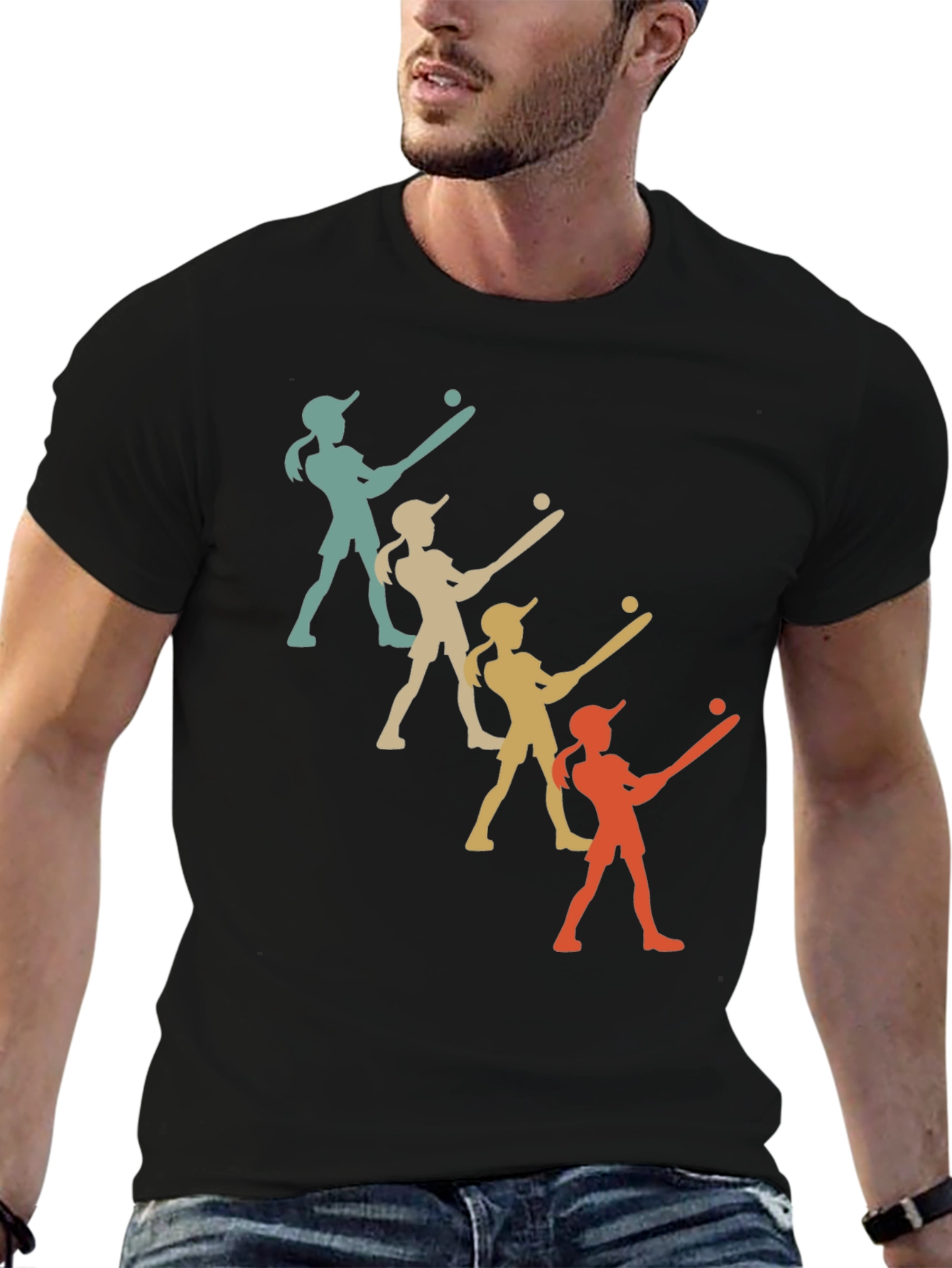 Retro Softball Player Graphic Tee