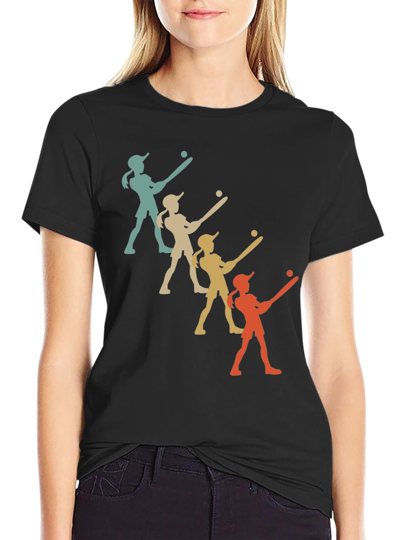 Retro Softball Player Graphic Tee