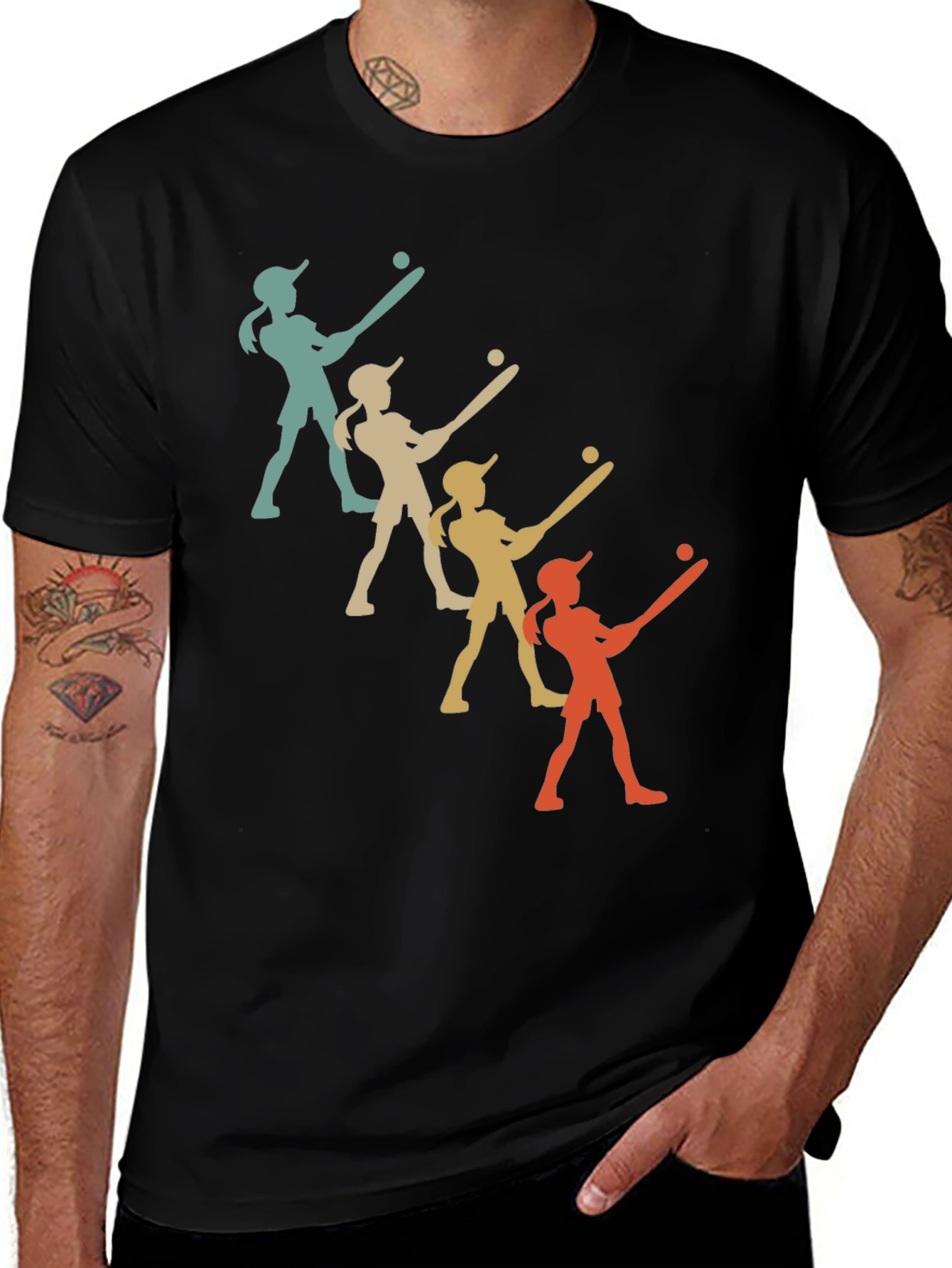 Retro Softball Player Graphic Tee