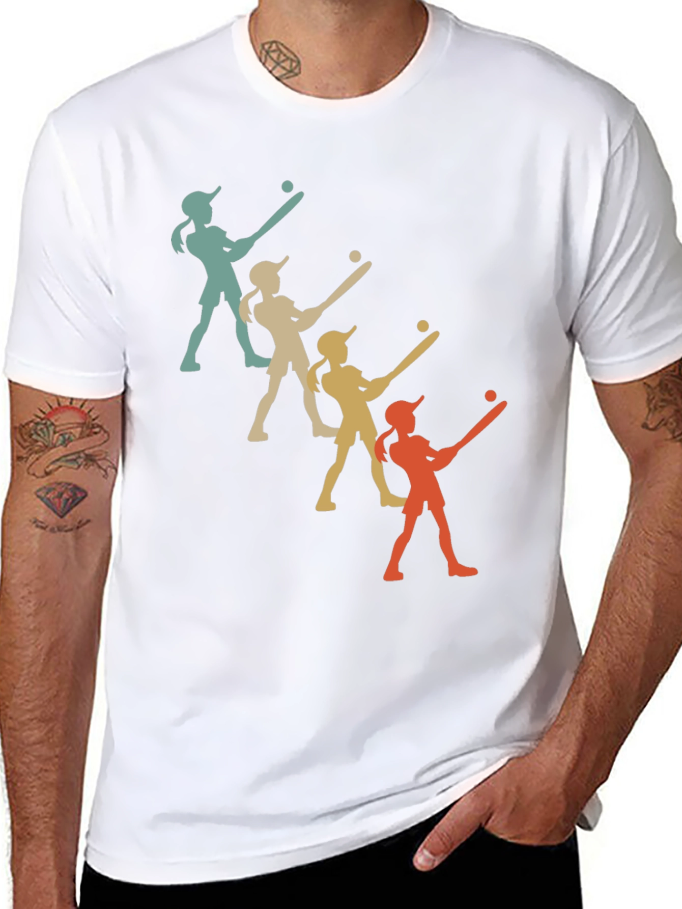Retro Softball Player Graphic Tee