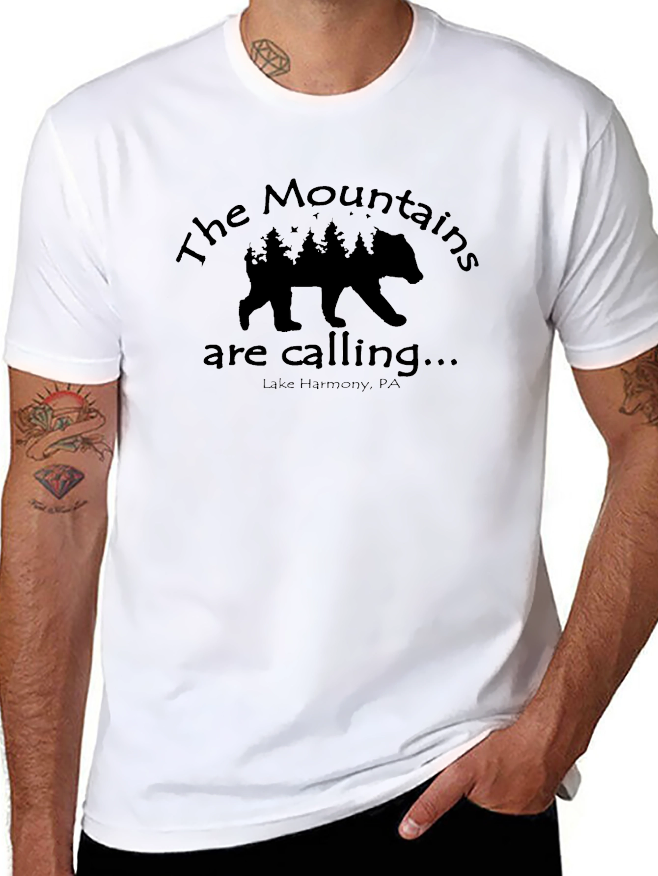 Mountains Calling Bear Graphic Tee