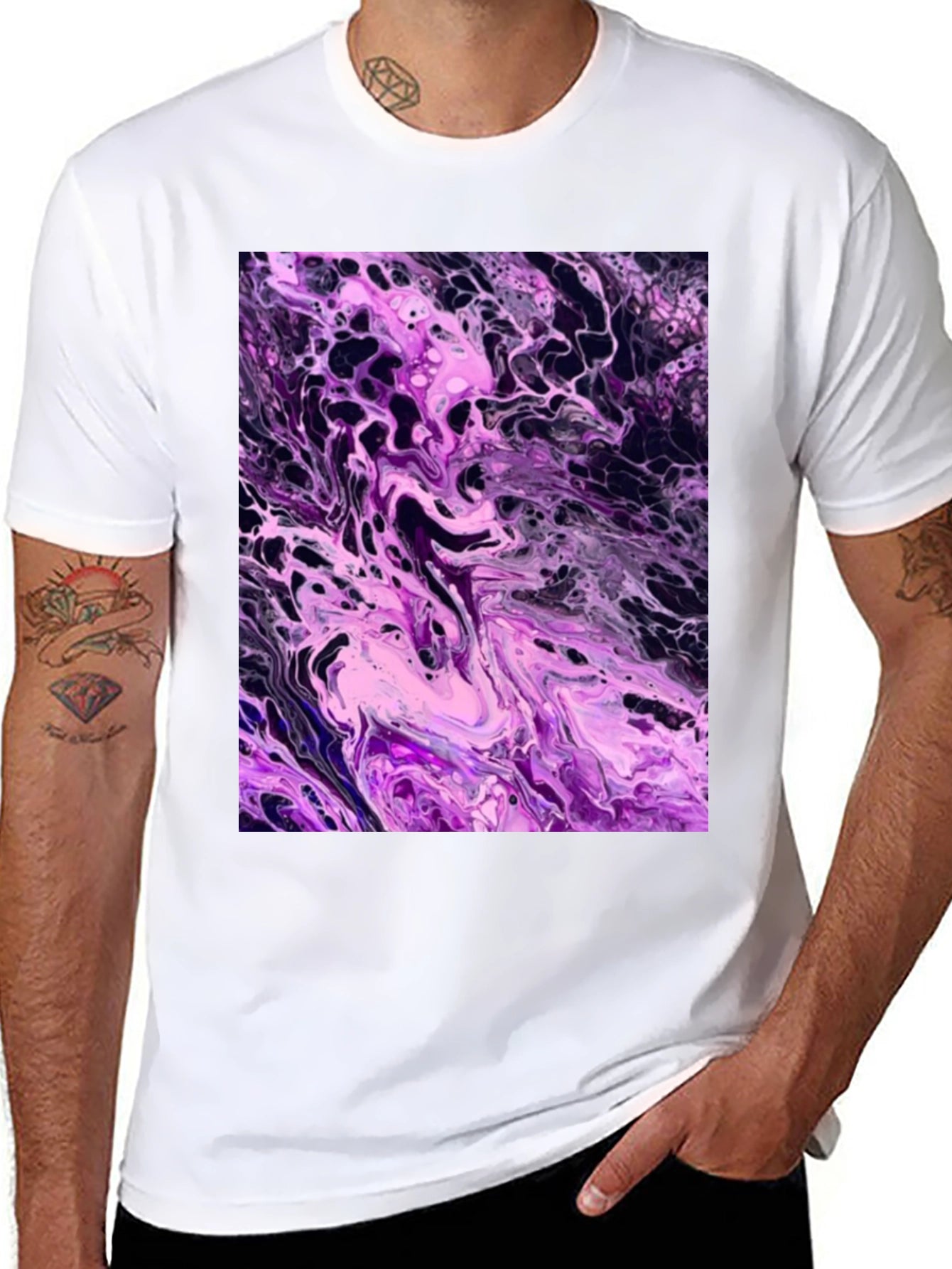 Abstract Purple Swirl Graphic T-Shirt