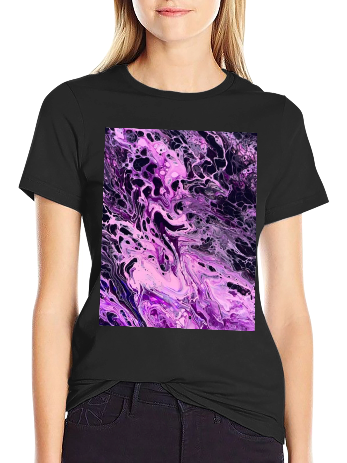 Abstract Purple Swirl Graphic T-Shirt