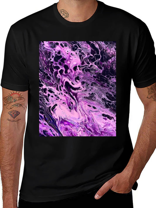 Abstract Purple Swirl Graphic T-Shirt