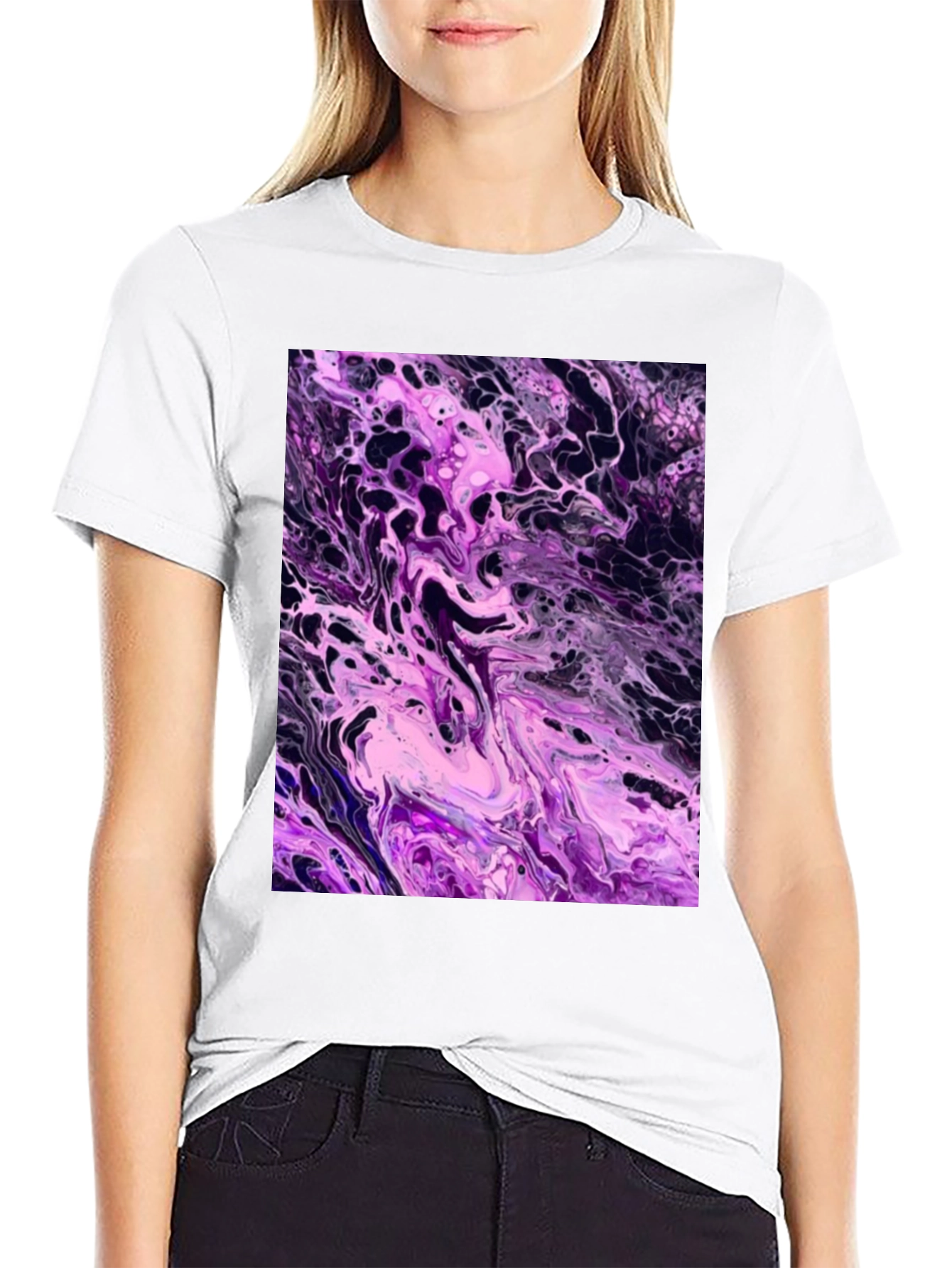 Abstract Purple Swirl Graphic T-Shirt