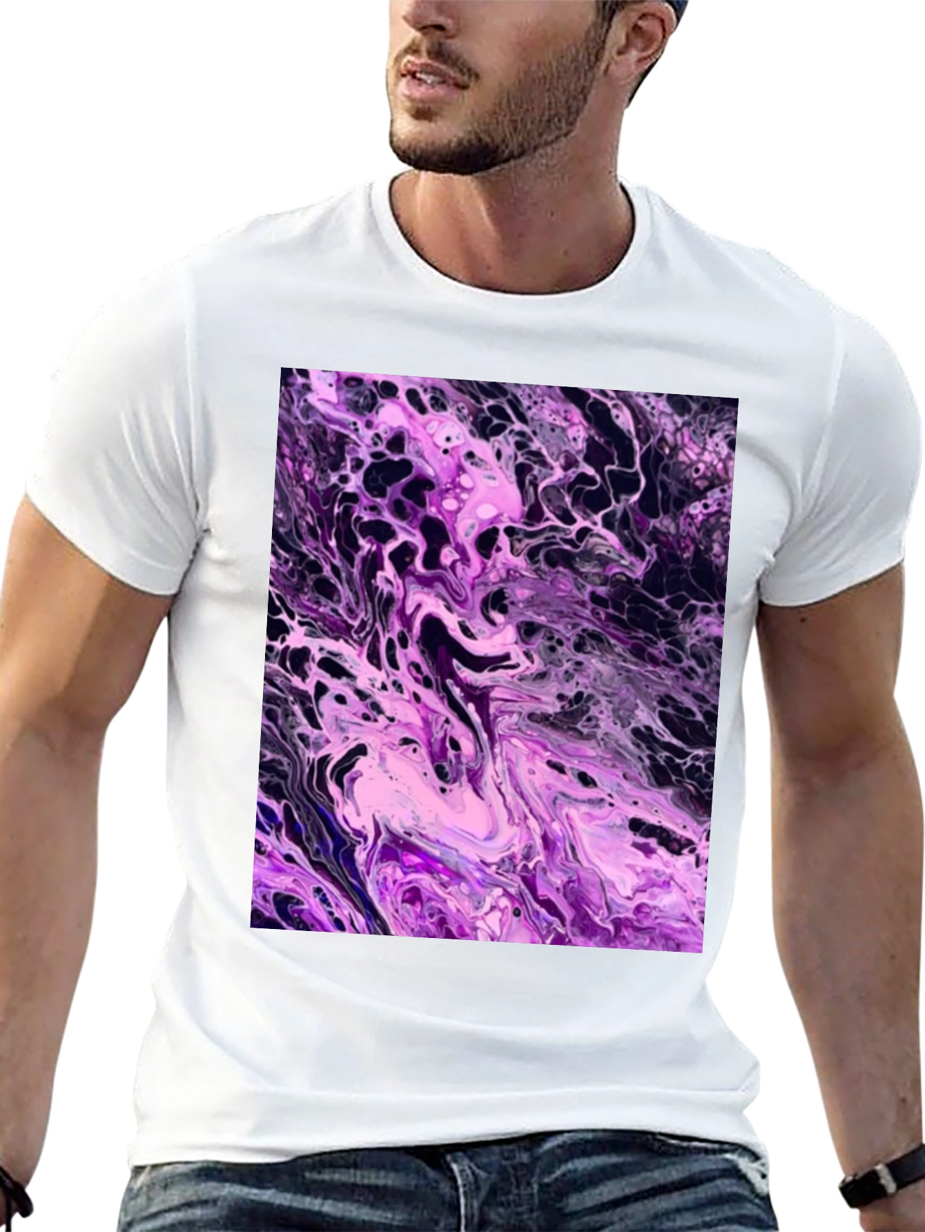 Abstract Purple Swirl Graphic T-Shirt