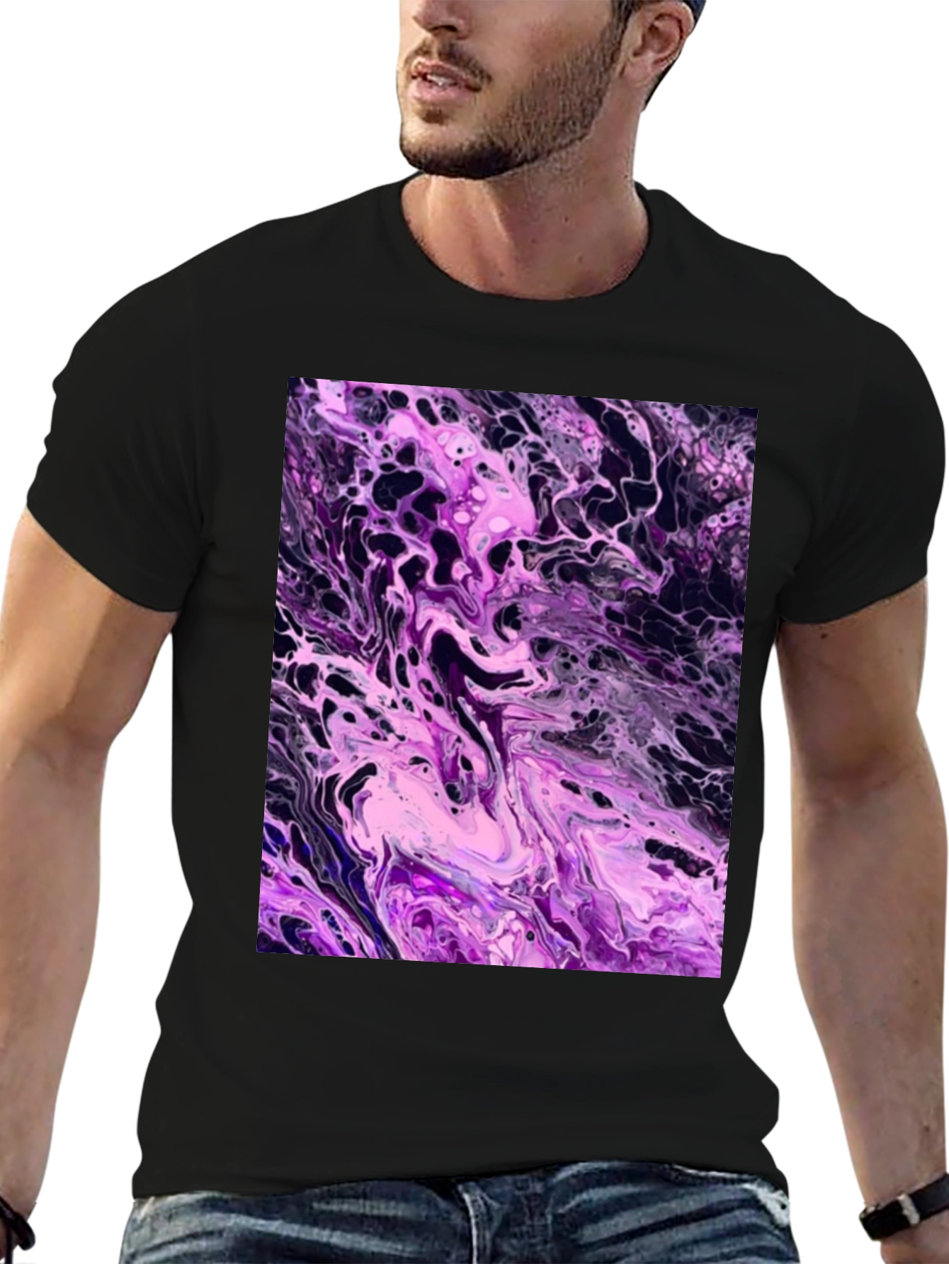 Abstract Purple Swirl Graphic T-Shirt
