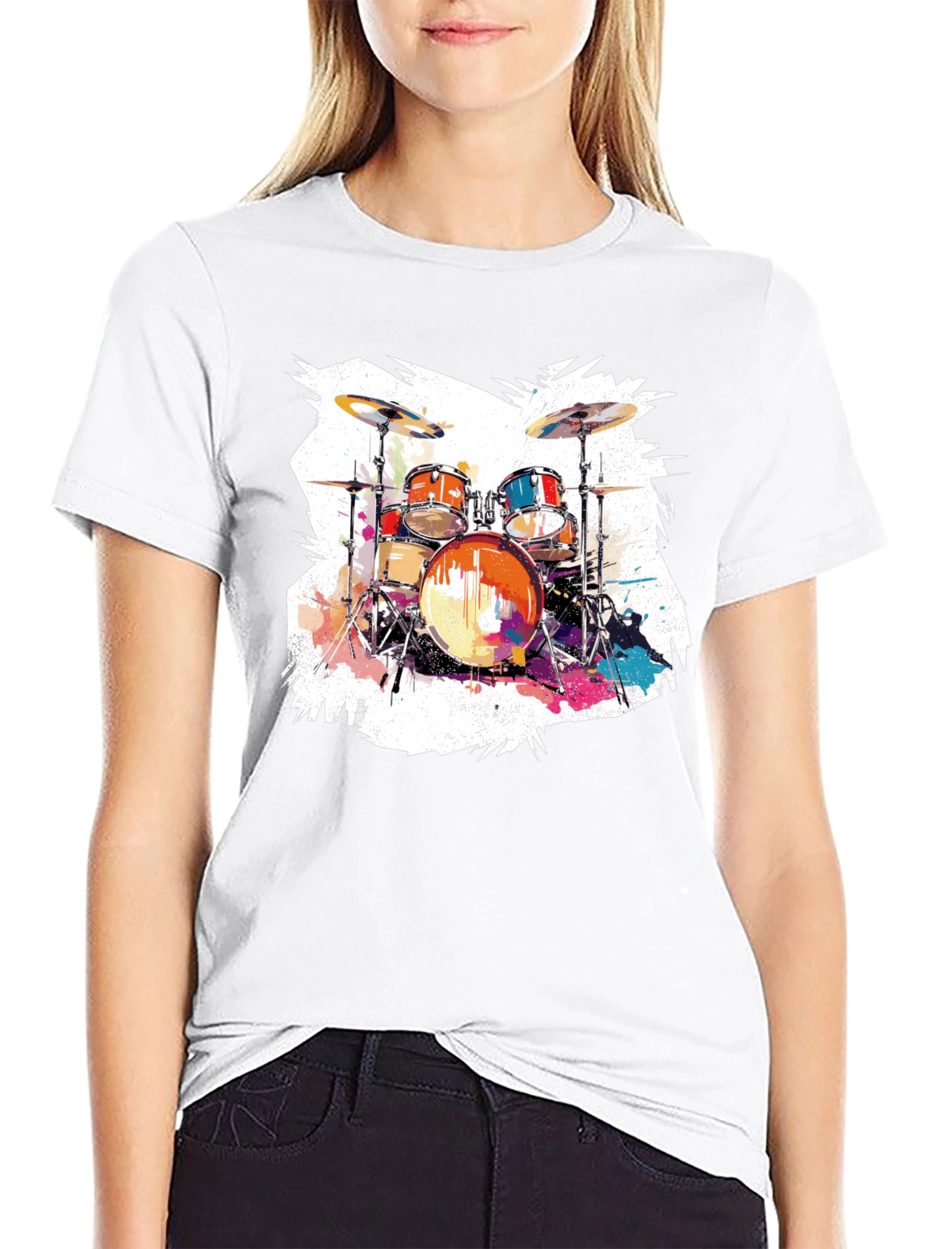 Drum Set Graphic Tee - Rock Music T-Shirt