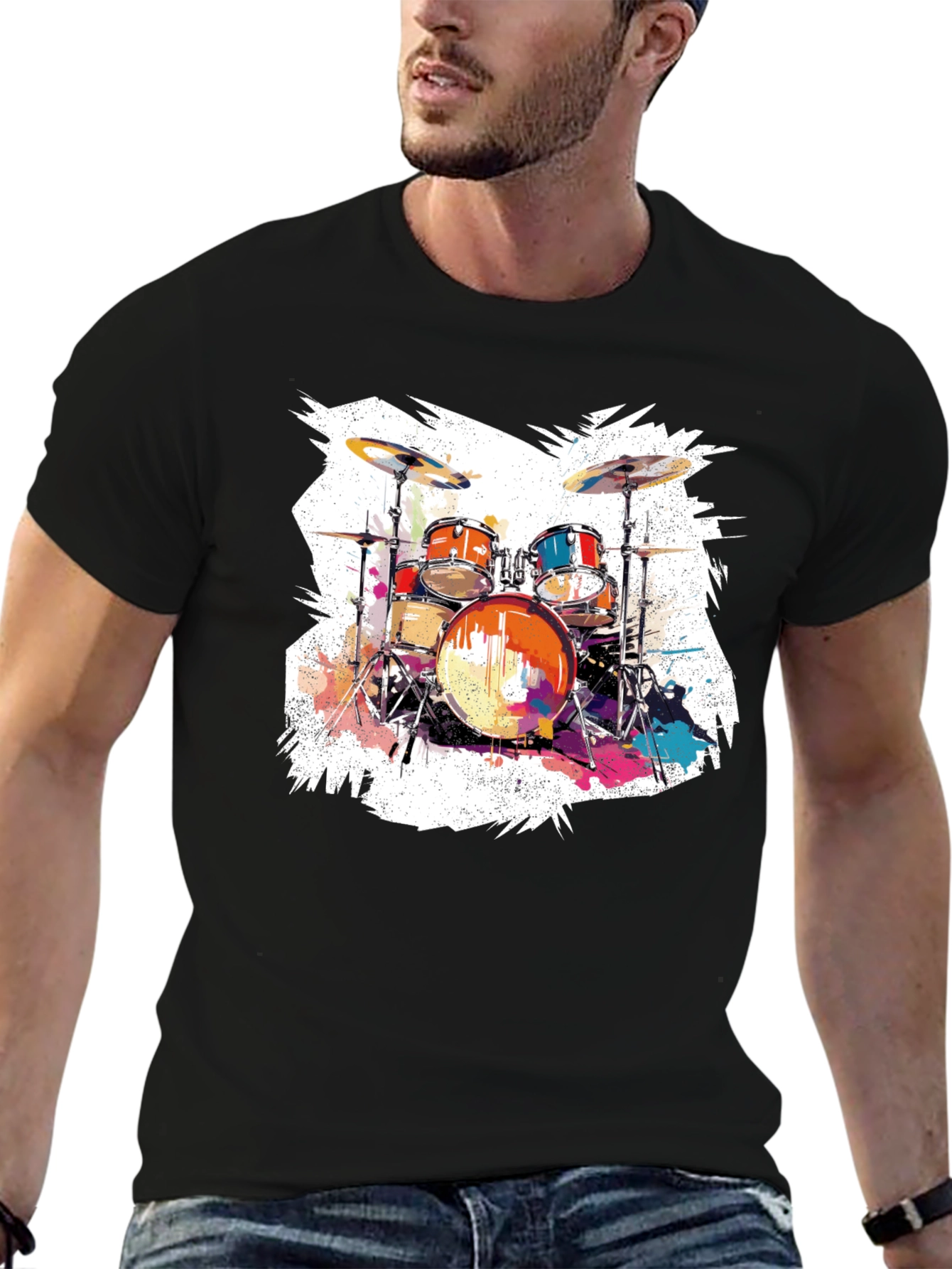Drum Set Graphic Tee - Rock Music T-Shirt