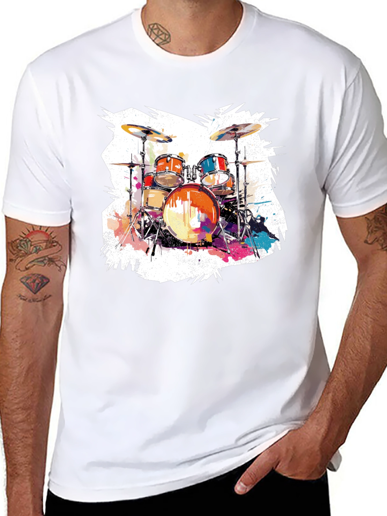 Drum Set Graphic Tee - Rock Music T-Shirt
