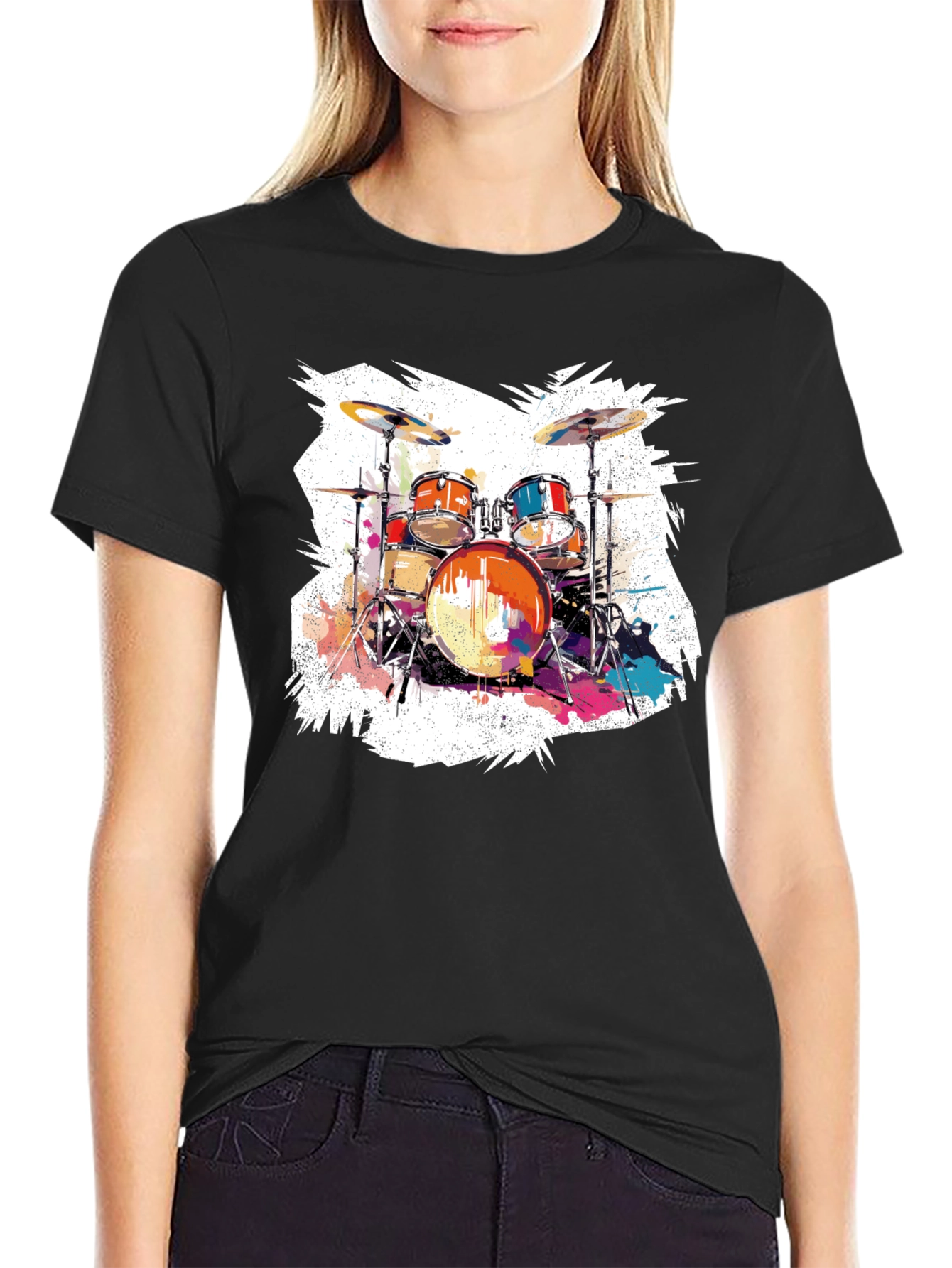 Drum Set Graphic Tee - Rock Music T-Shirt