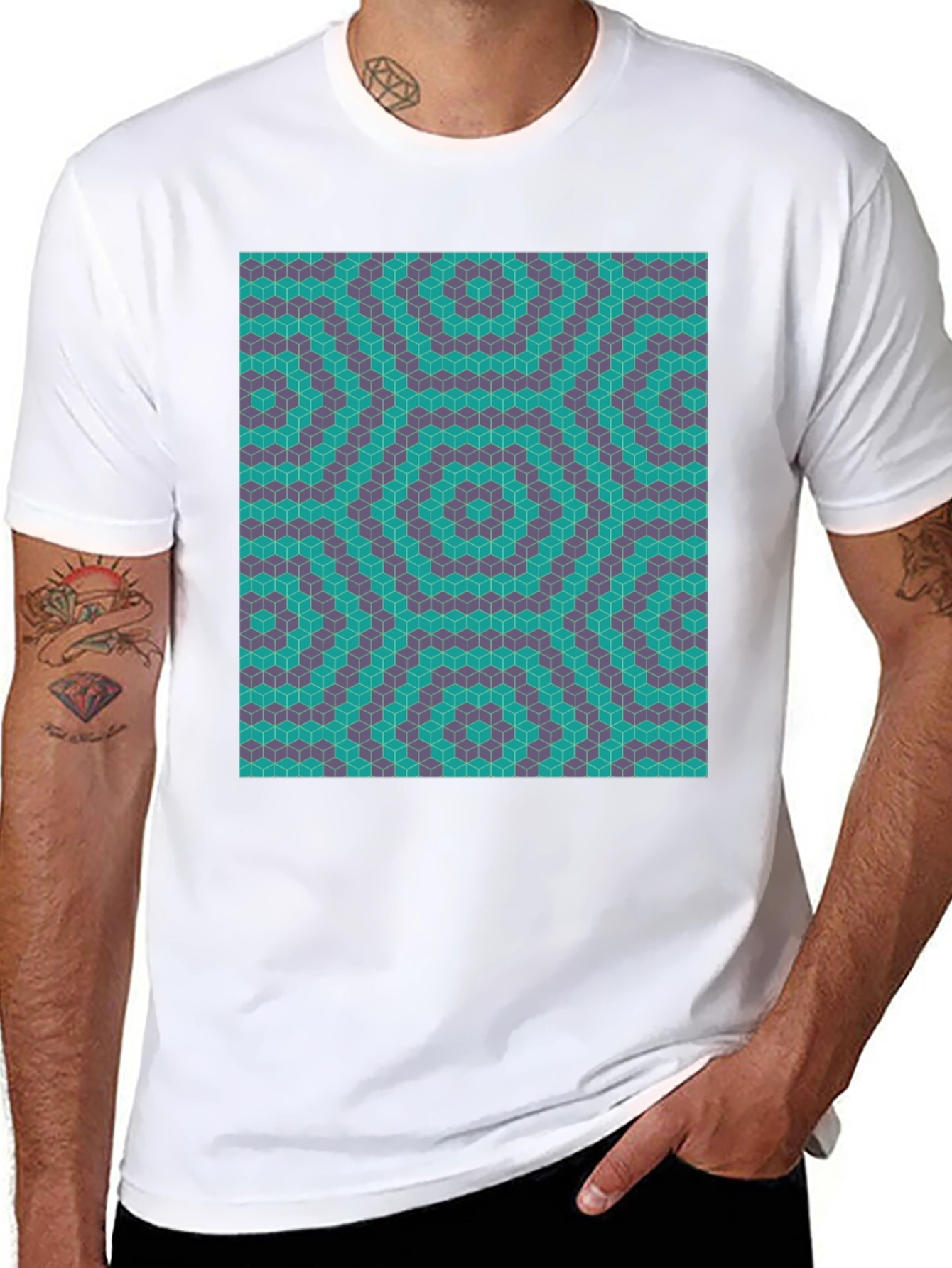 Geometric Illusion T-Shirt - Modern Art Tee