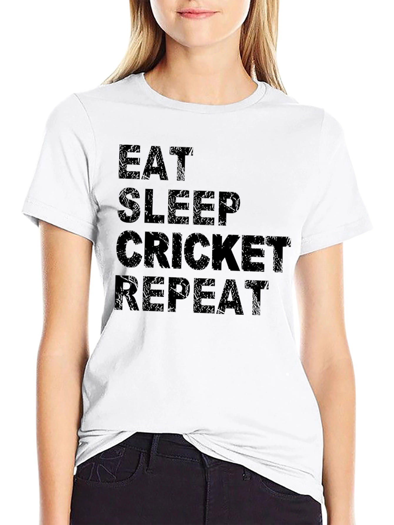 Eat Sleep Cricket Repeat Black T-Shirt