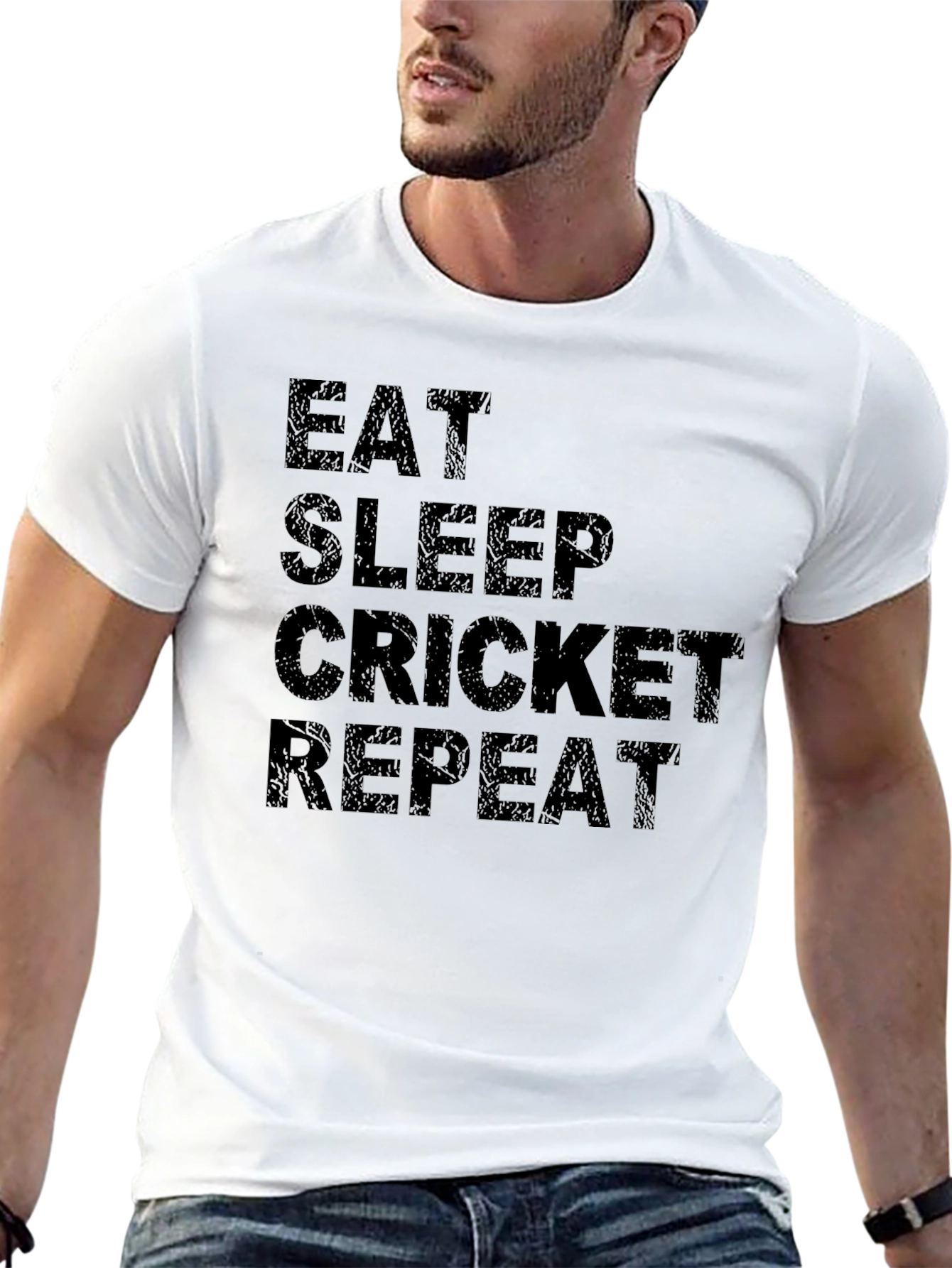 Eat Sleep Cricket Repeat Black T-Shirt