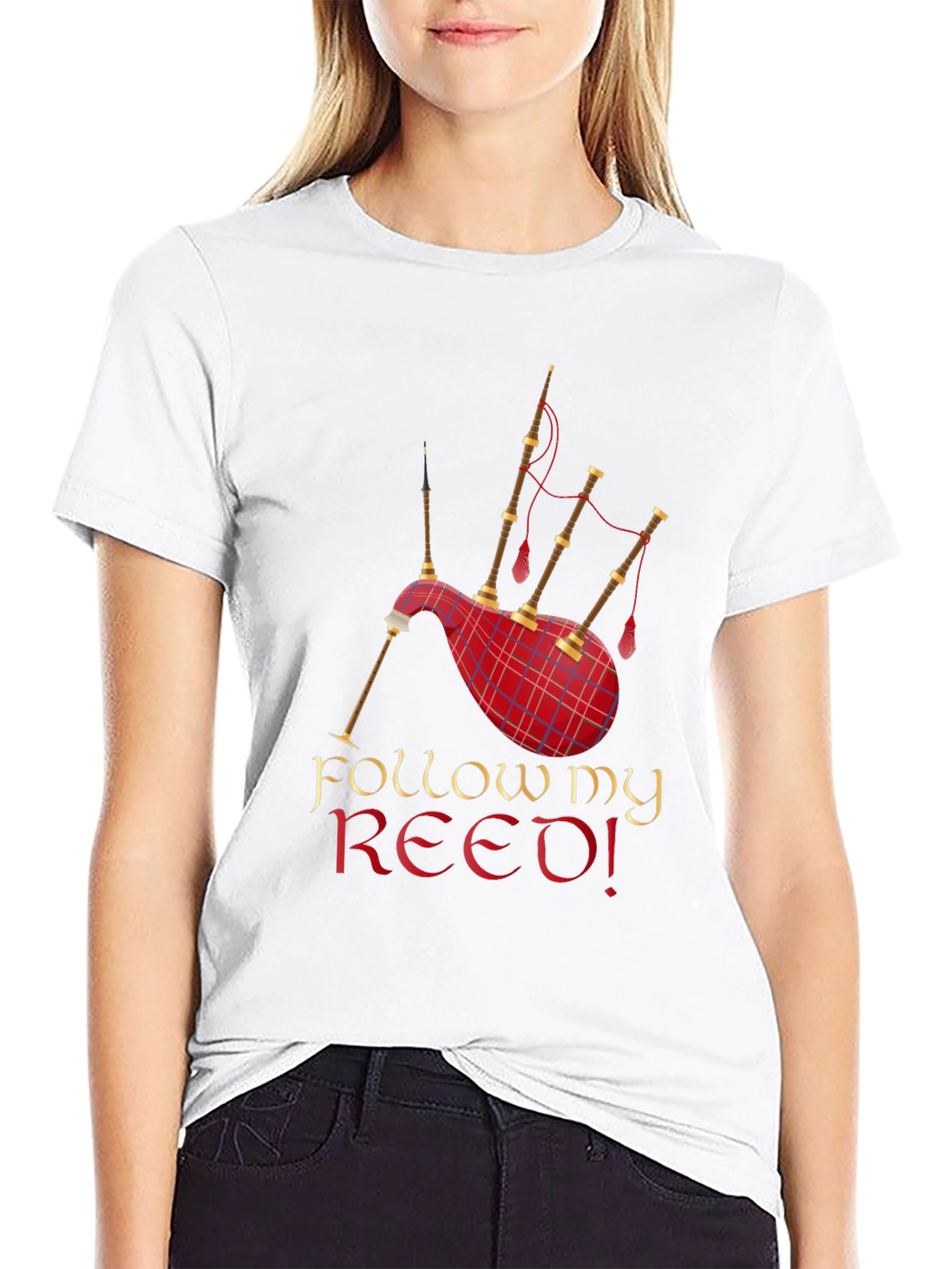 Follow My Reed! Bagpipe Graphic T-Shirt