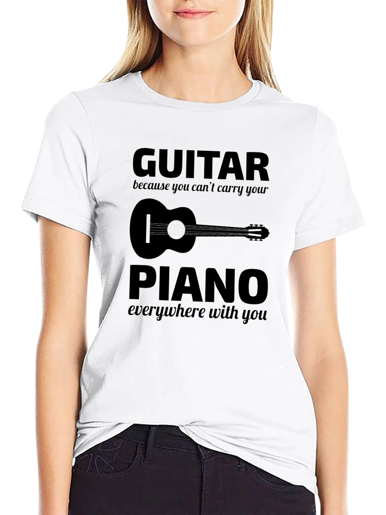 Guitar vs Piano Graphic T-Shirt - Musician Tee