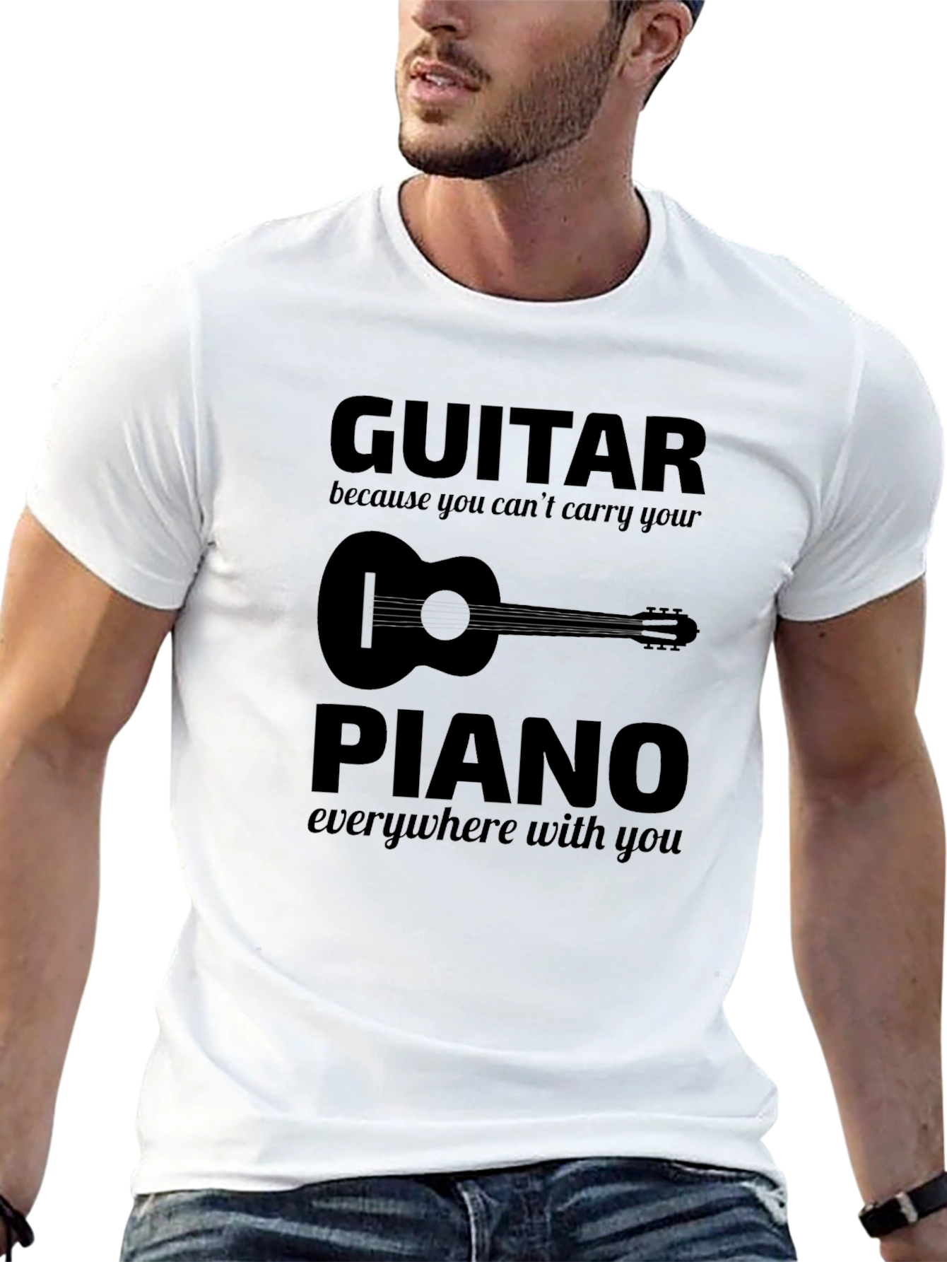 Guitar vs Piano Graphic T-Shirt - Musician Tee