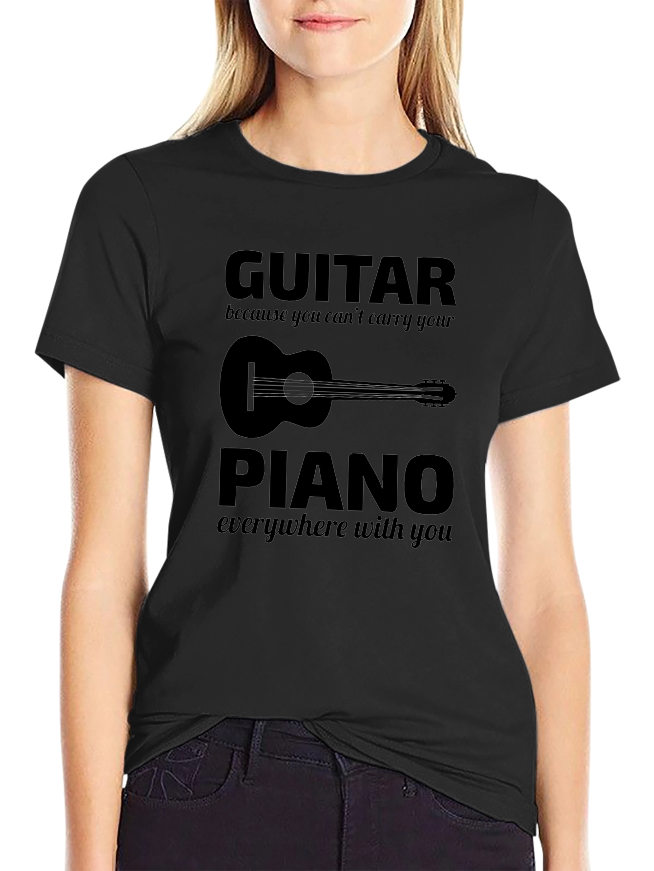Guitar vs Piano Graphic T-Shirt - Musician Tee