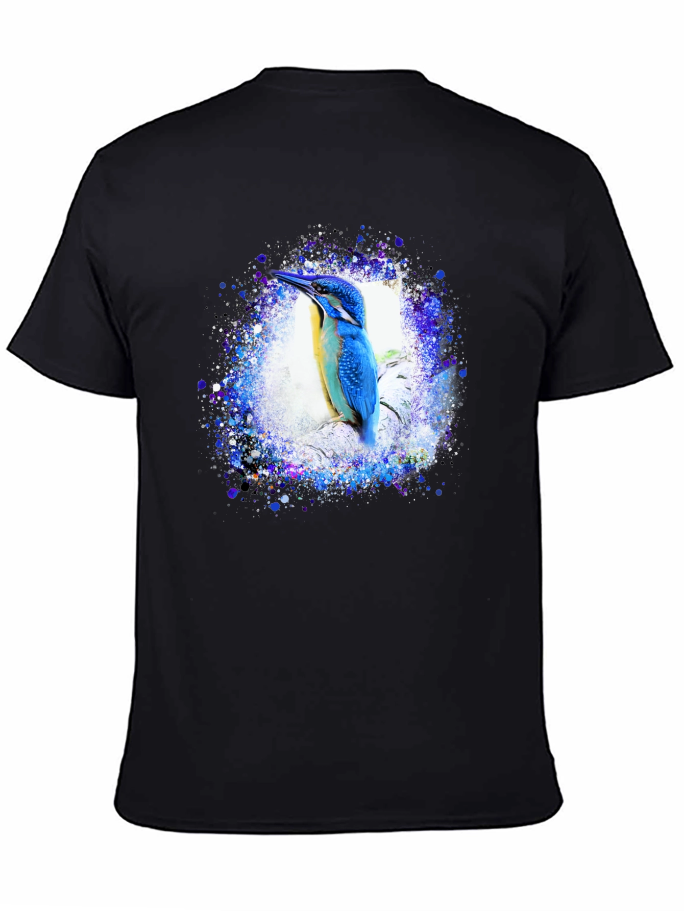 Kingfisher Bird Graphic Tee - Black T-Shirt