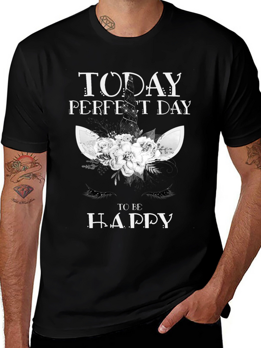 Unicorn Floral Graphic T-Shirt Positive Vibes