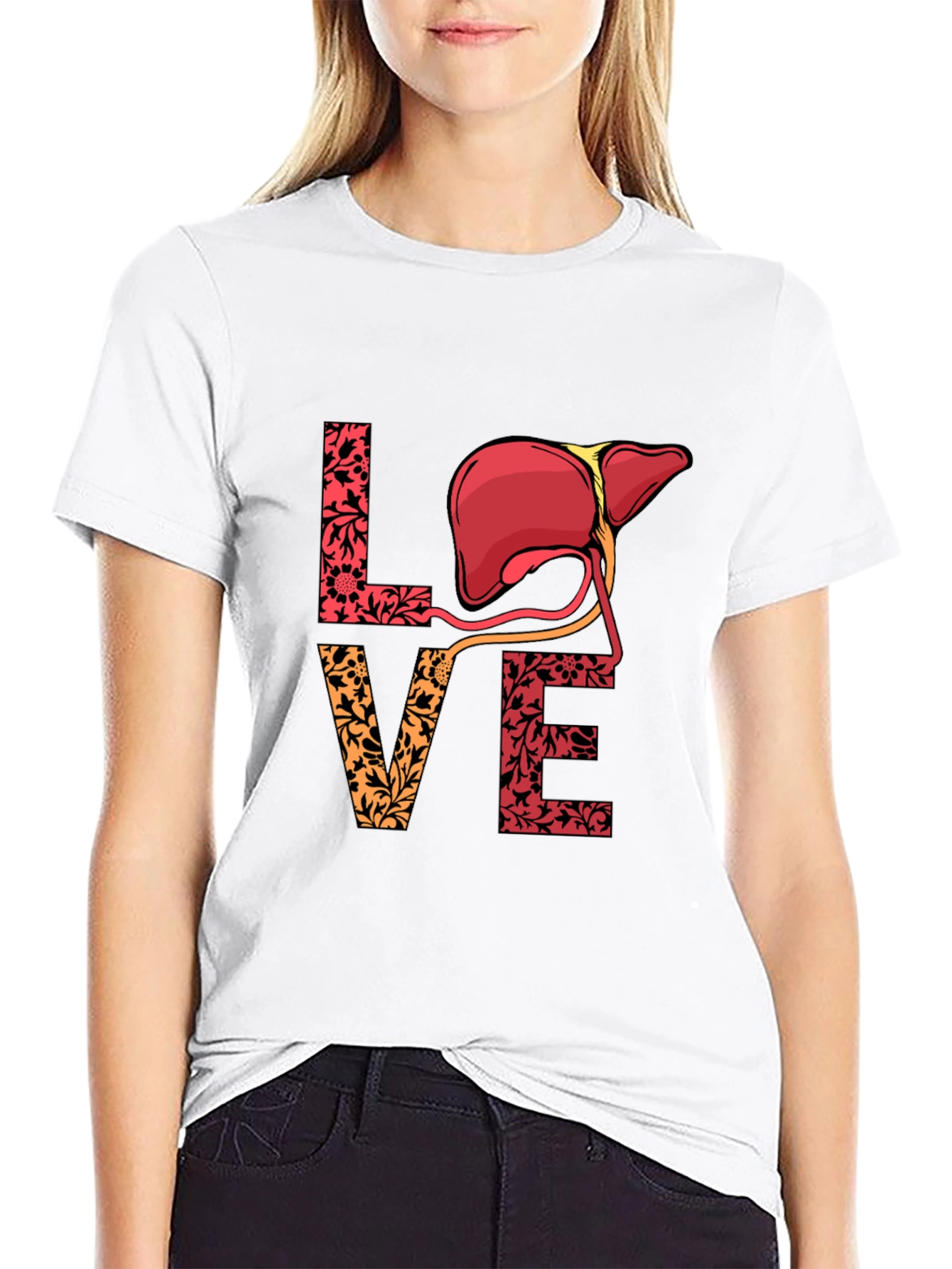 Love Liver T-Shirt - Floral Anatomy Tee