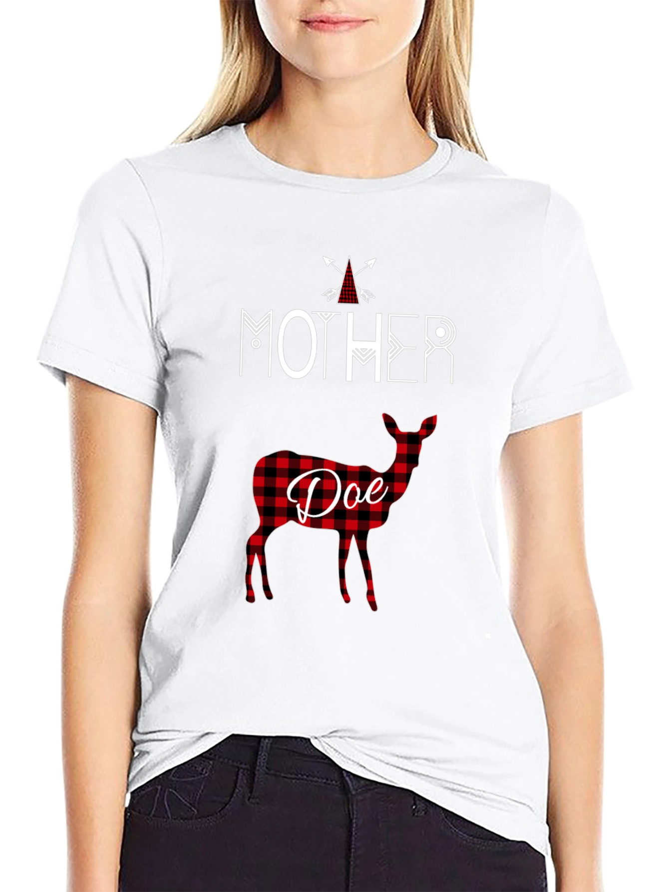 Mother Doe Plaid Deer T-Shirt