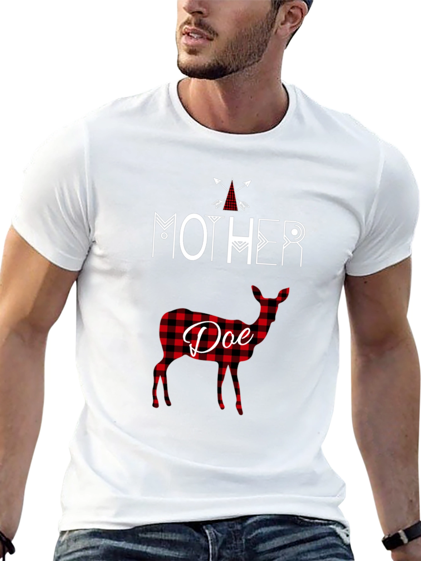Mother Doe Plaid Deer T-Shirt