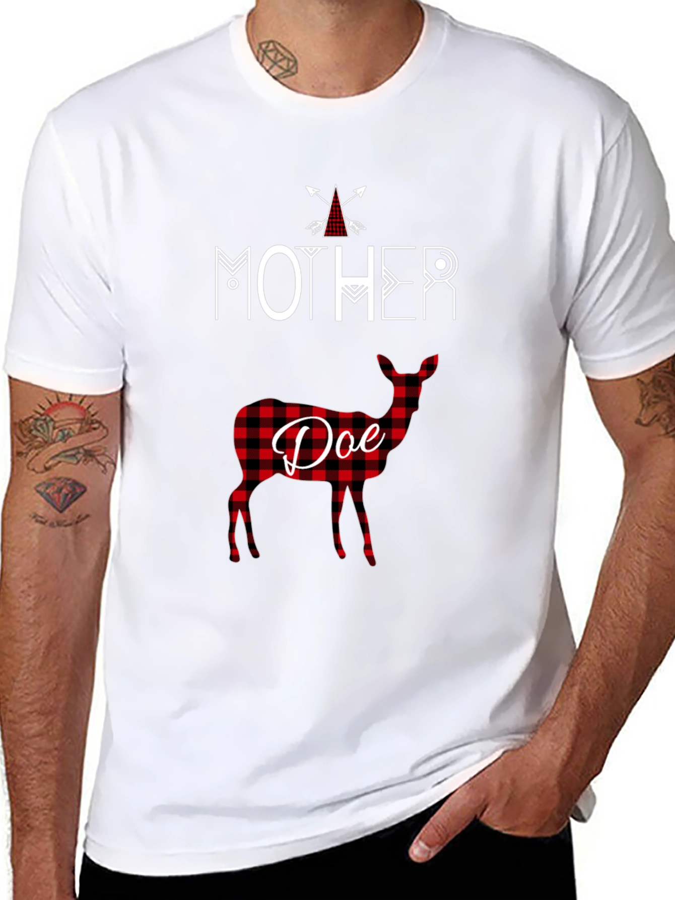 Mother Doe Plaid Deer T-Shirt