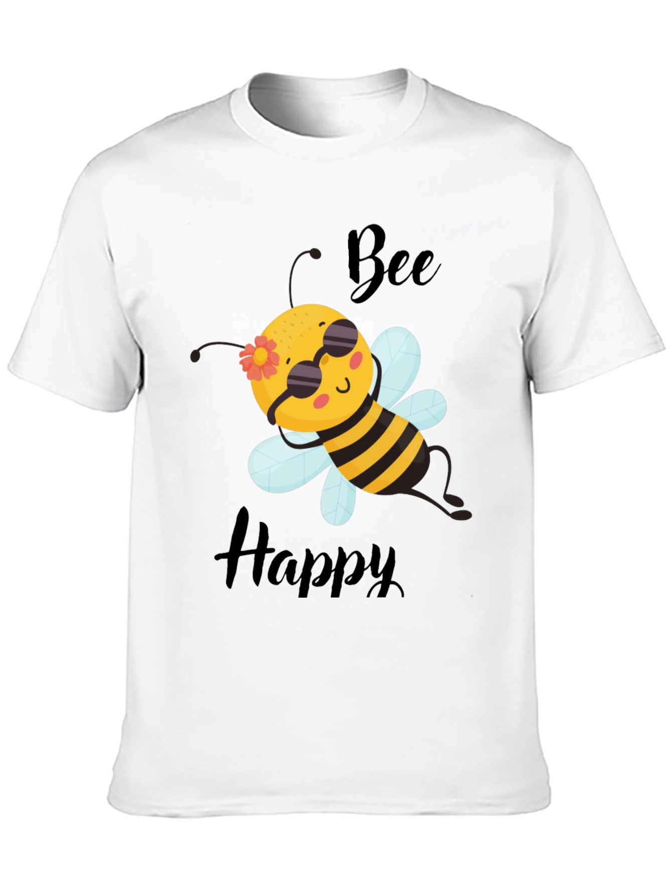 Bee Happy Graphic T-Shirt - Black Cotton Tee