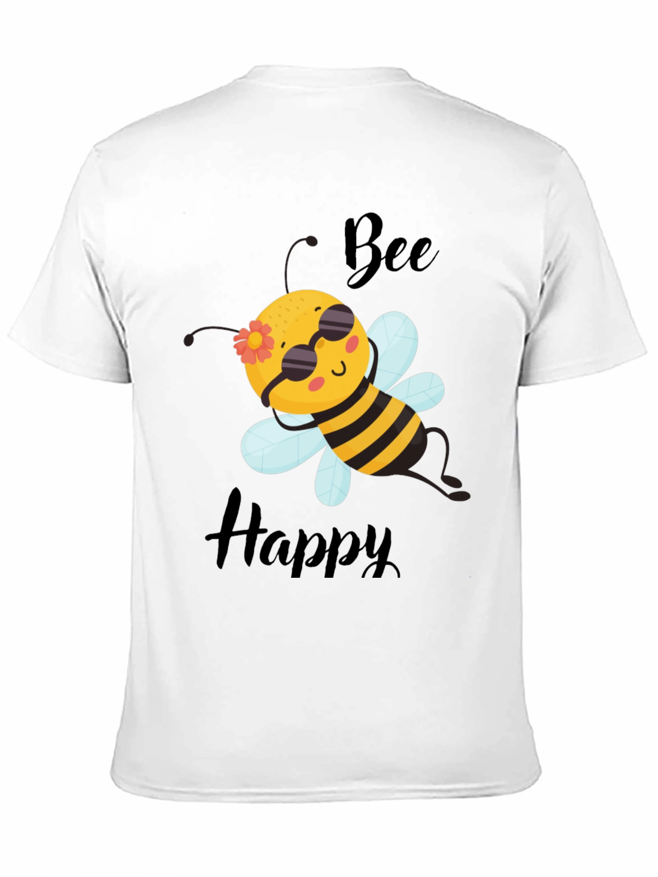 Bee Happy Graphic T-Shirt - Black Cotton Tee