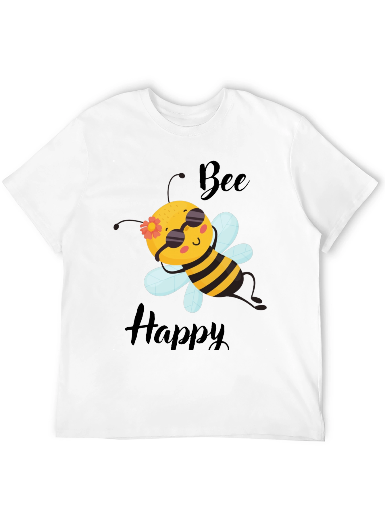 Bee Happy Graphic T-Shirt - Black Cotton Tee