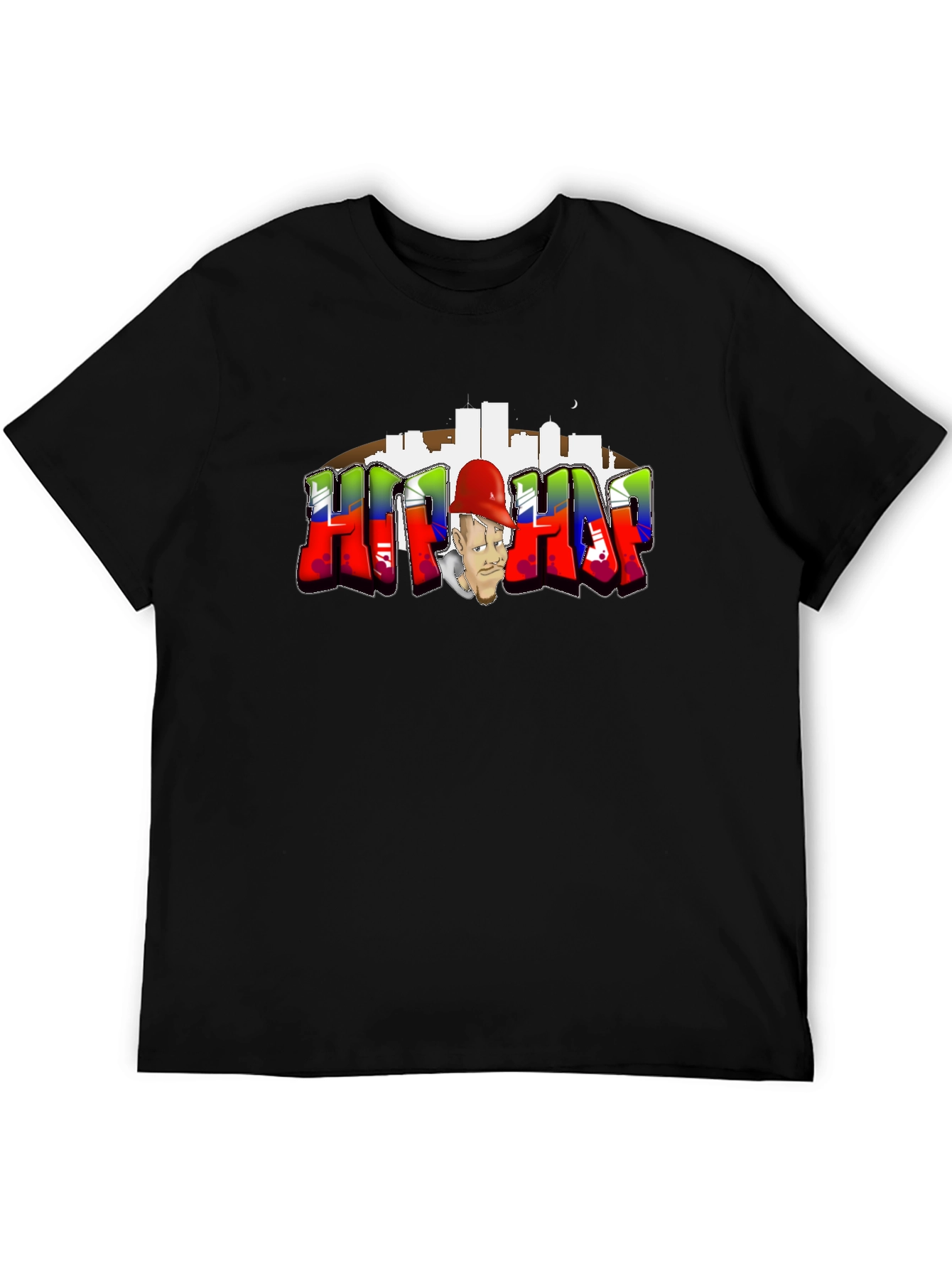 Hip Hop Black T-Shirt with Graffiti Graphic