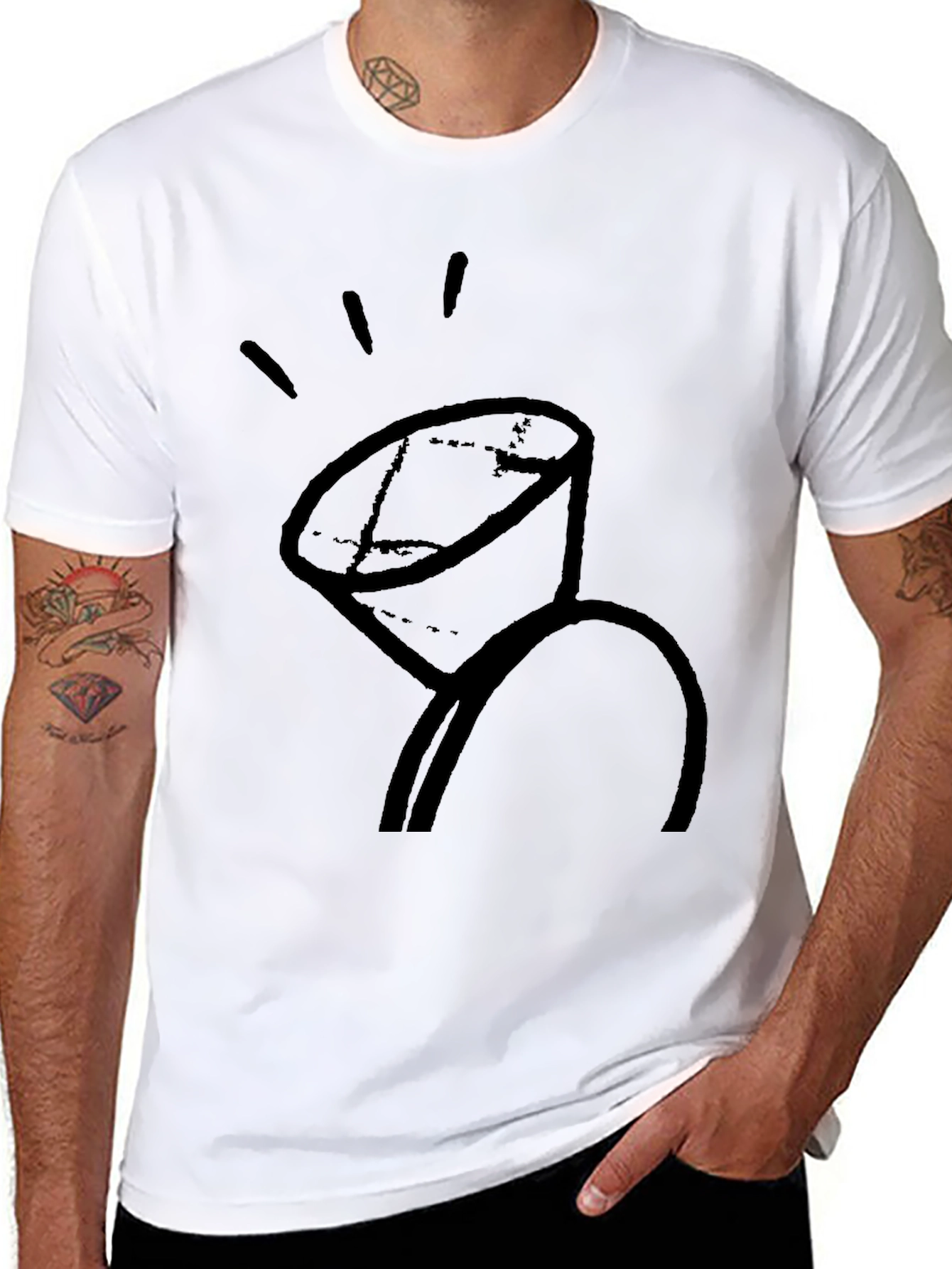 Diamond Ring Graphic Tee - Unisex Black T-Shirt