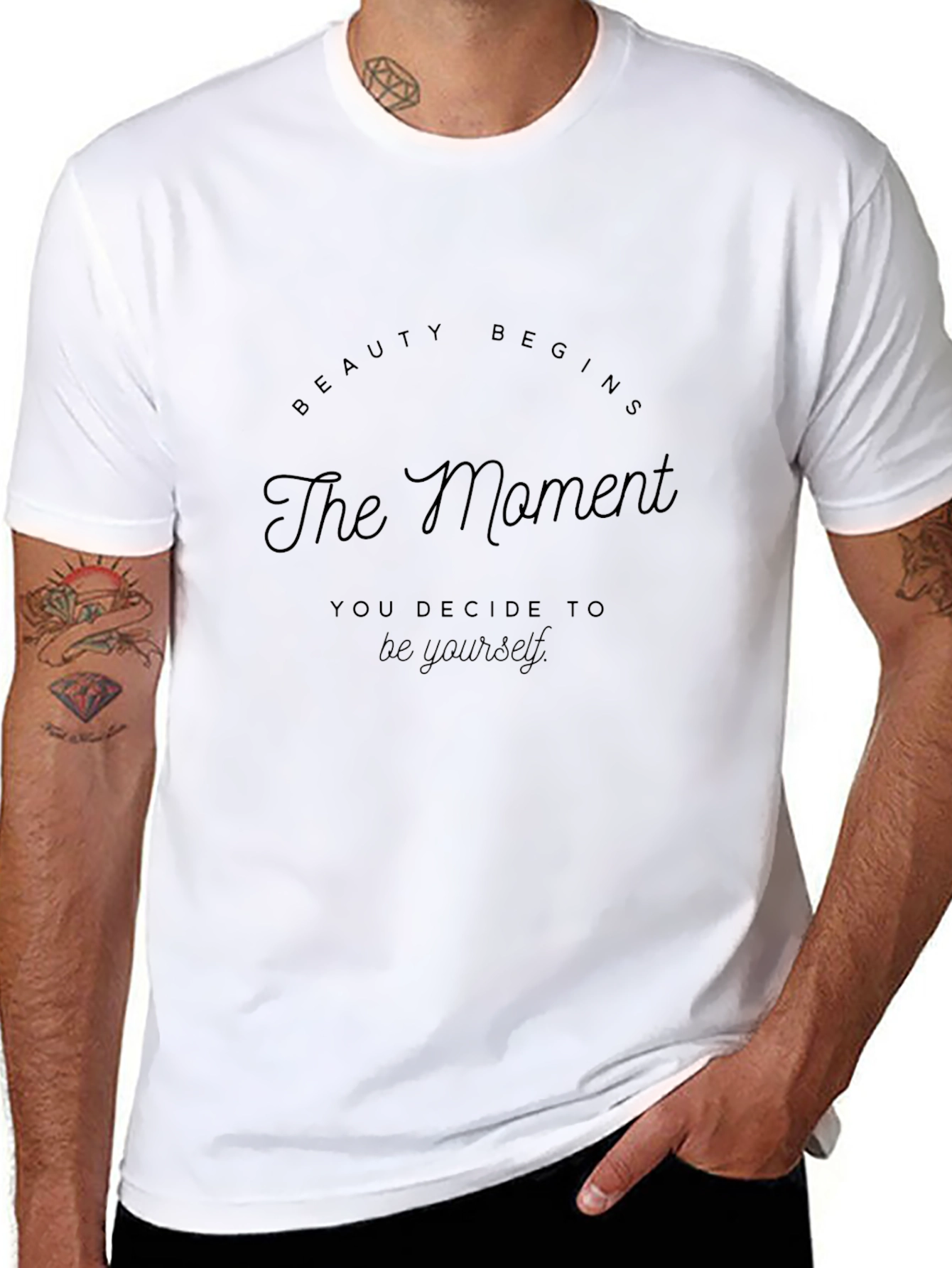 Inspirational Black T-Shirt: Beauty Begins