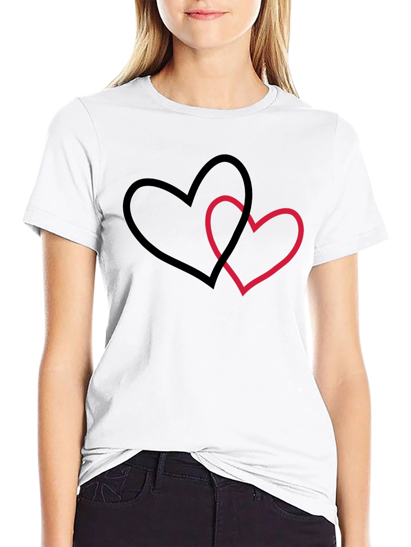 Interlocking Hearts Graphic Tee - Black