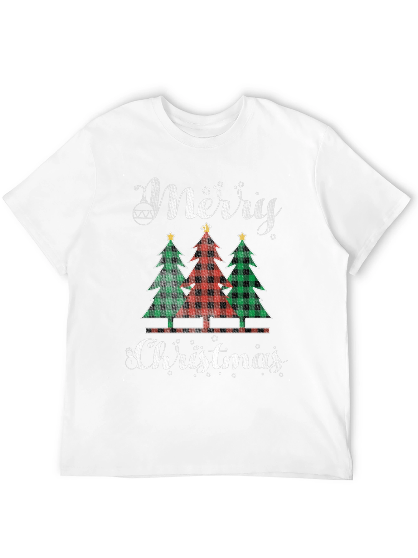 Merry Christmas Buffalo Plaid Trees Graphic Tee