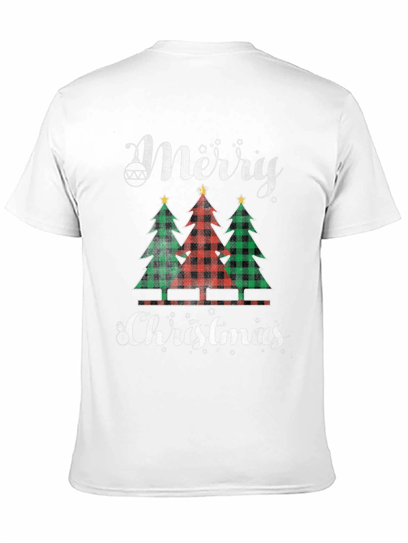 Merry Christmas Buffalo Plaid Trees Graphic Tee