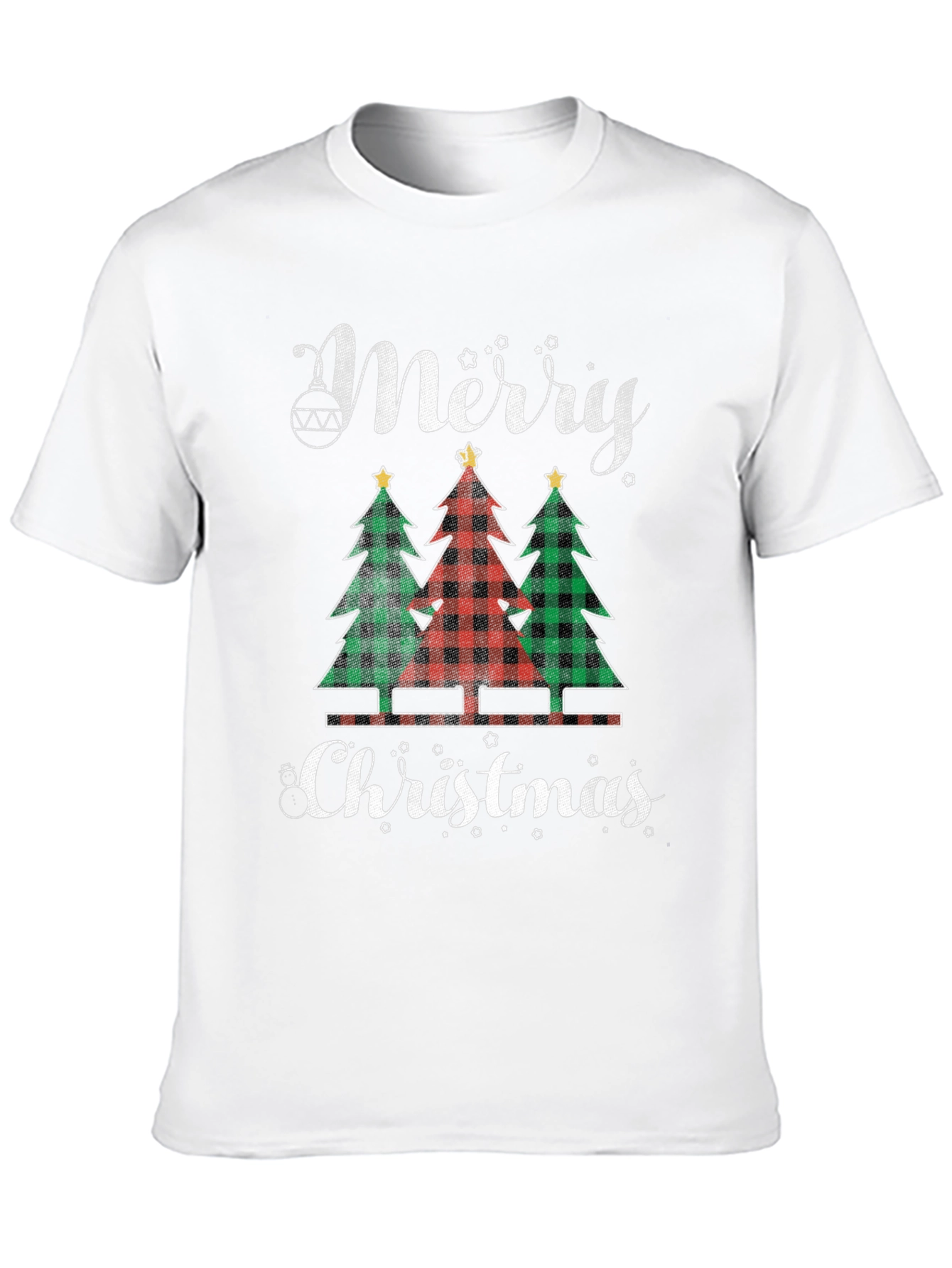 Merry Christmas Buffalo Plaid Trees Graphic Tee