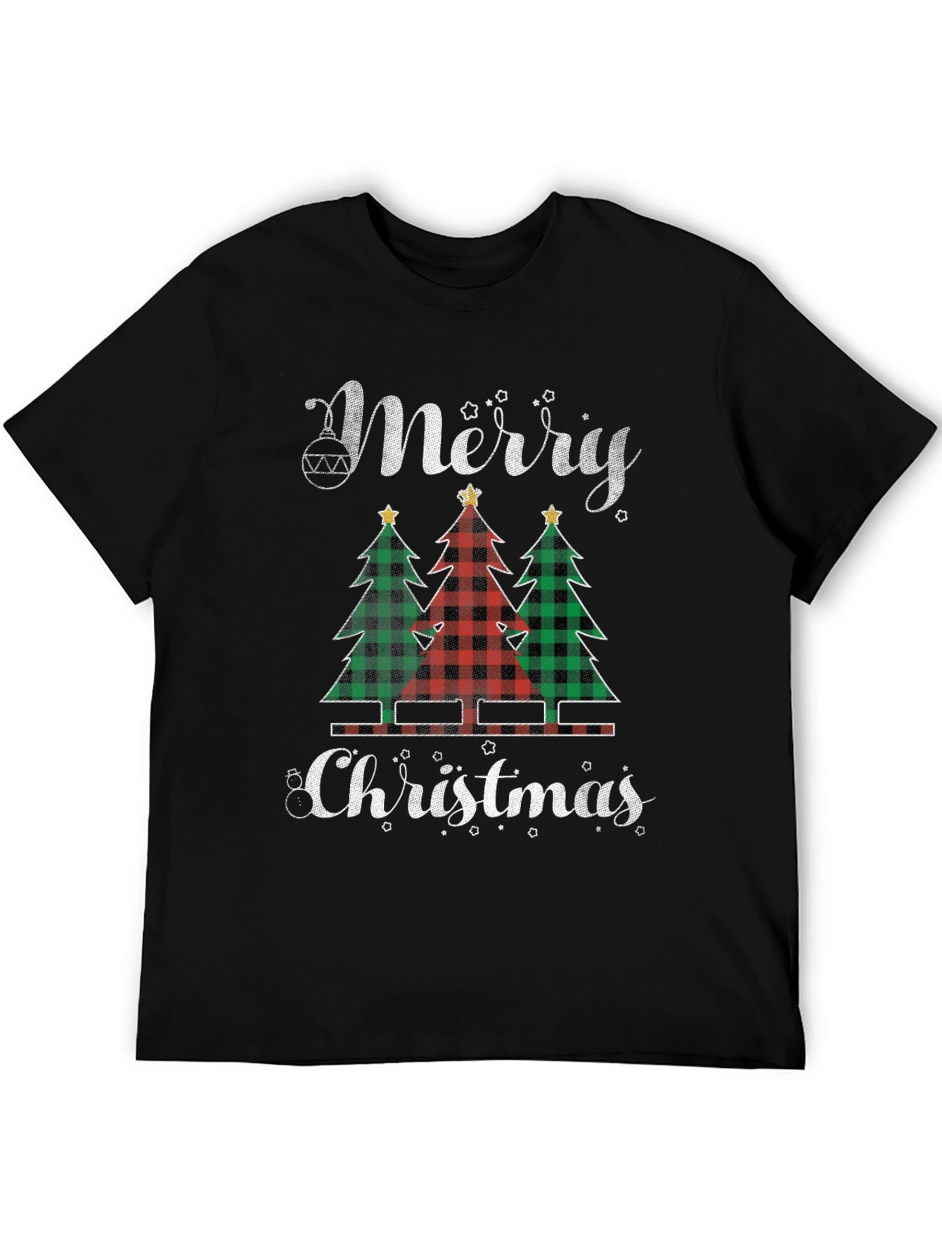 Merry Christmas Buffalo Plaid Trees Graphic Tee