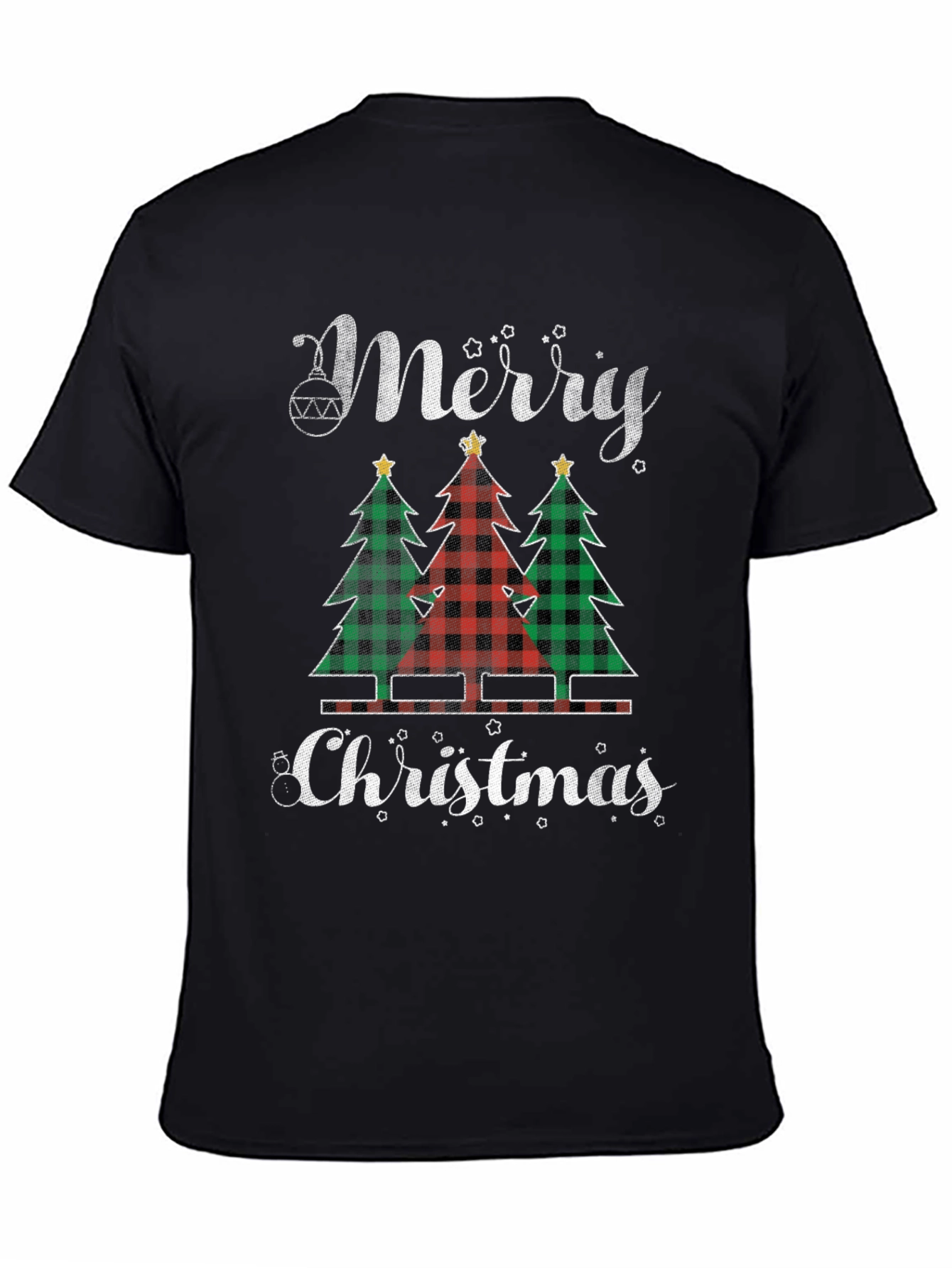 Merry Christmas Buffalo Plaid Trees Graphic Tee