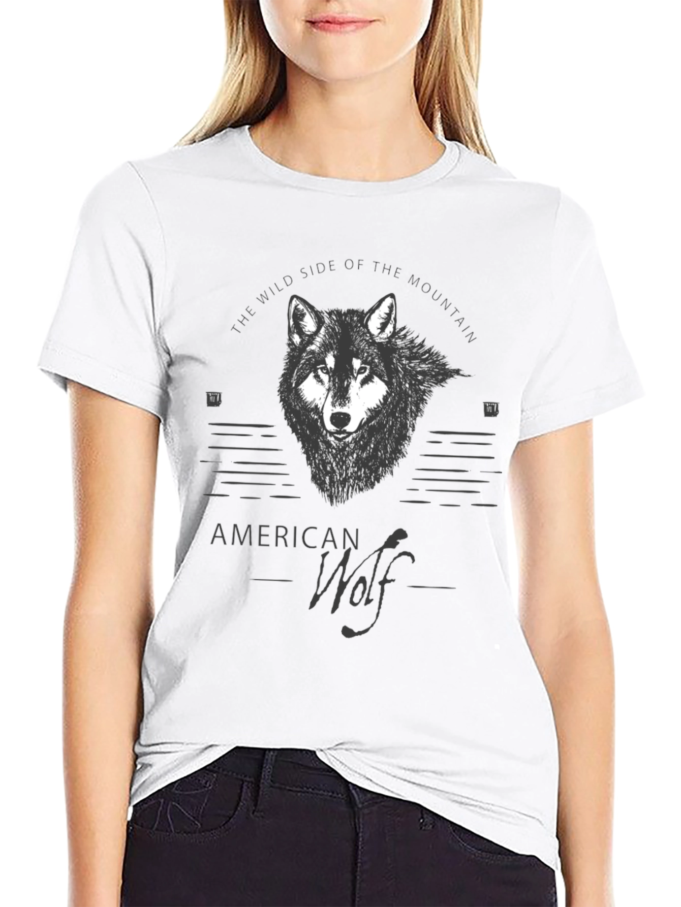 American Wolf Graphic T-Shirt - Mountain Wild Side