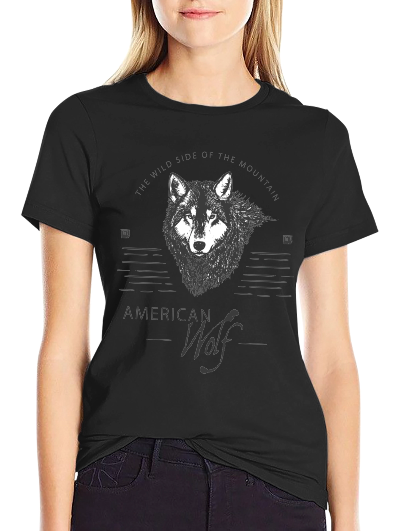 American Wolf Graphic T-Shirt - Mountain Wild Side