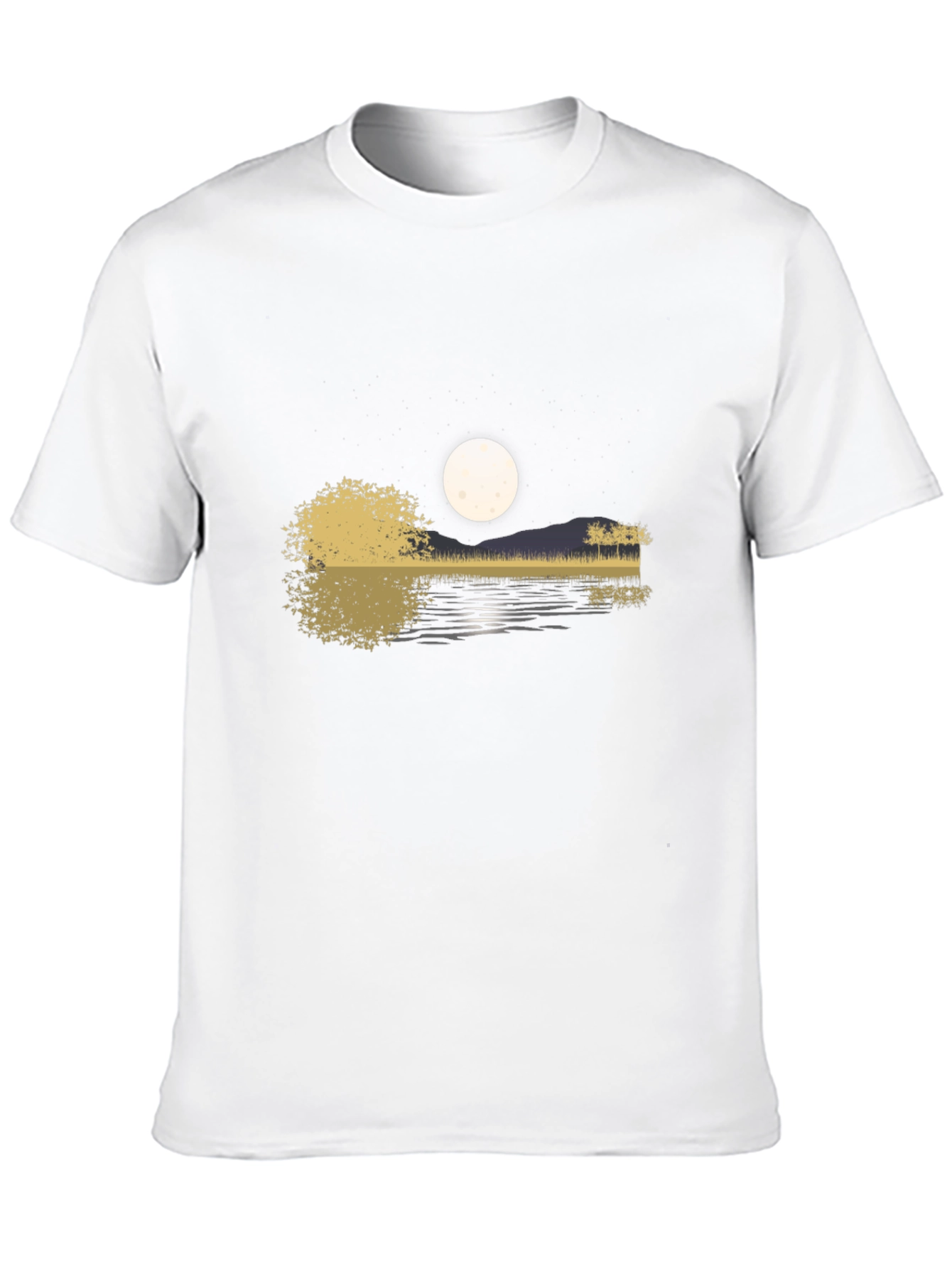 Guitar Lake Moon Mens T-Shirt