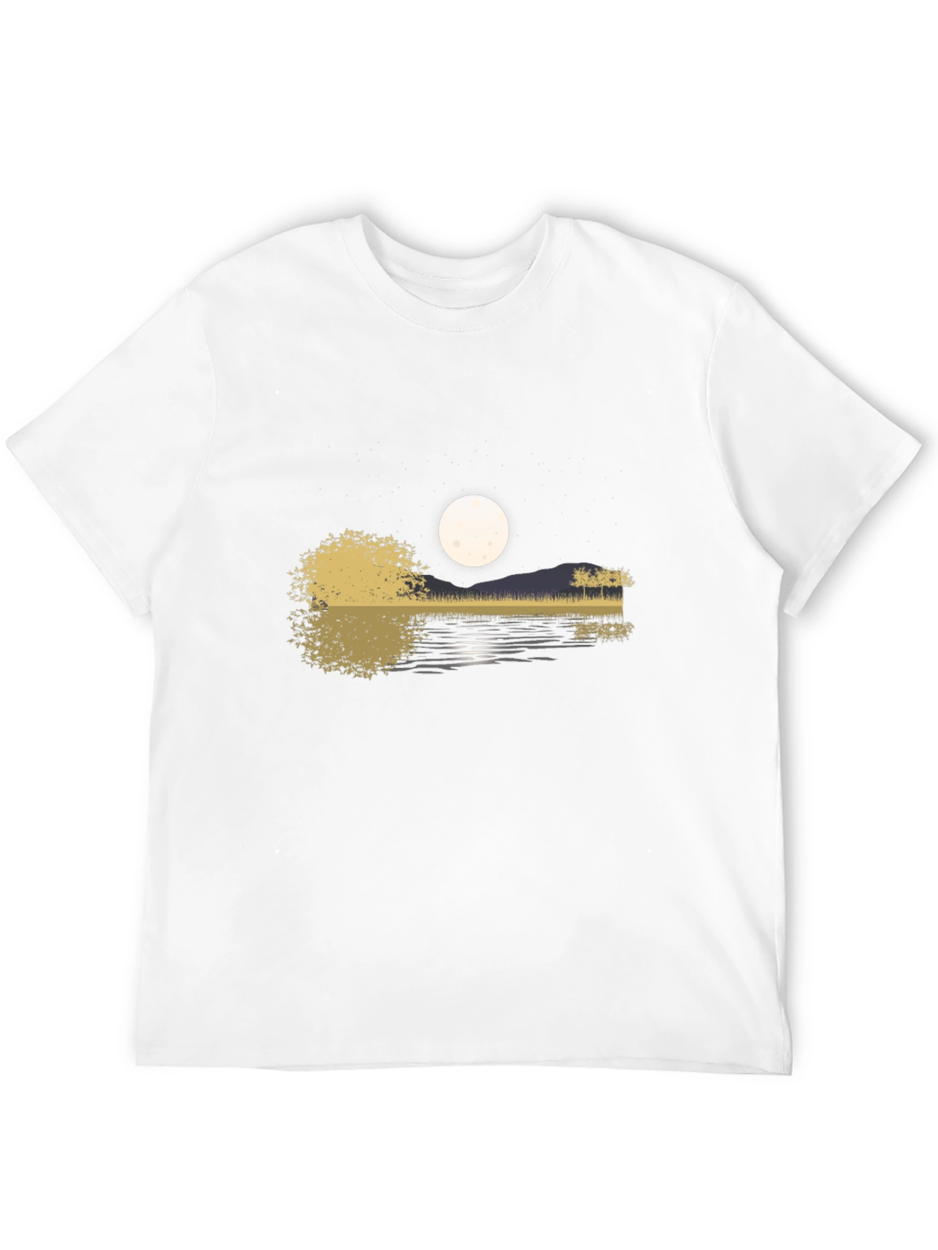 Guitar Lake Moon Mens T-Shirt