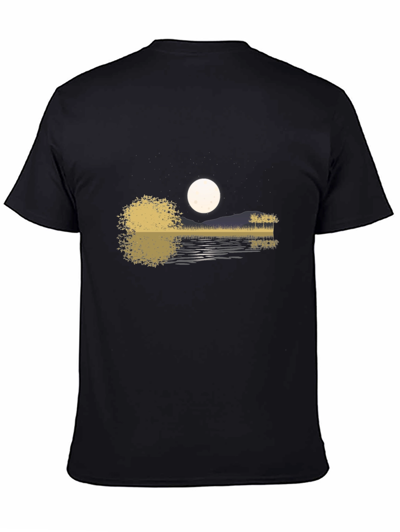 Guitar Lake Moon Mens T-Shirt