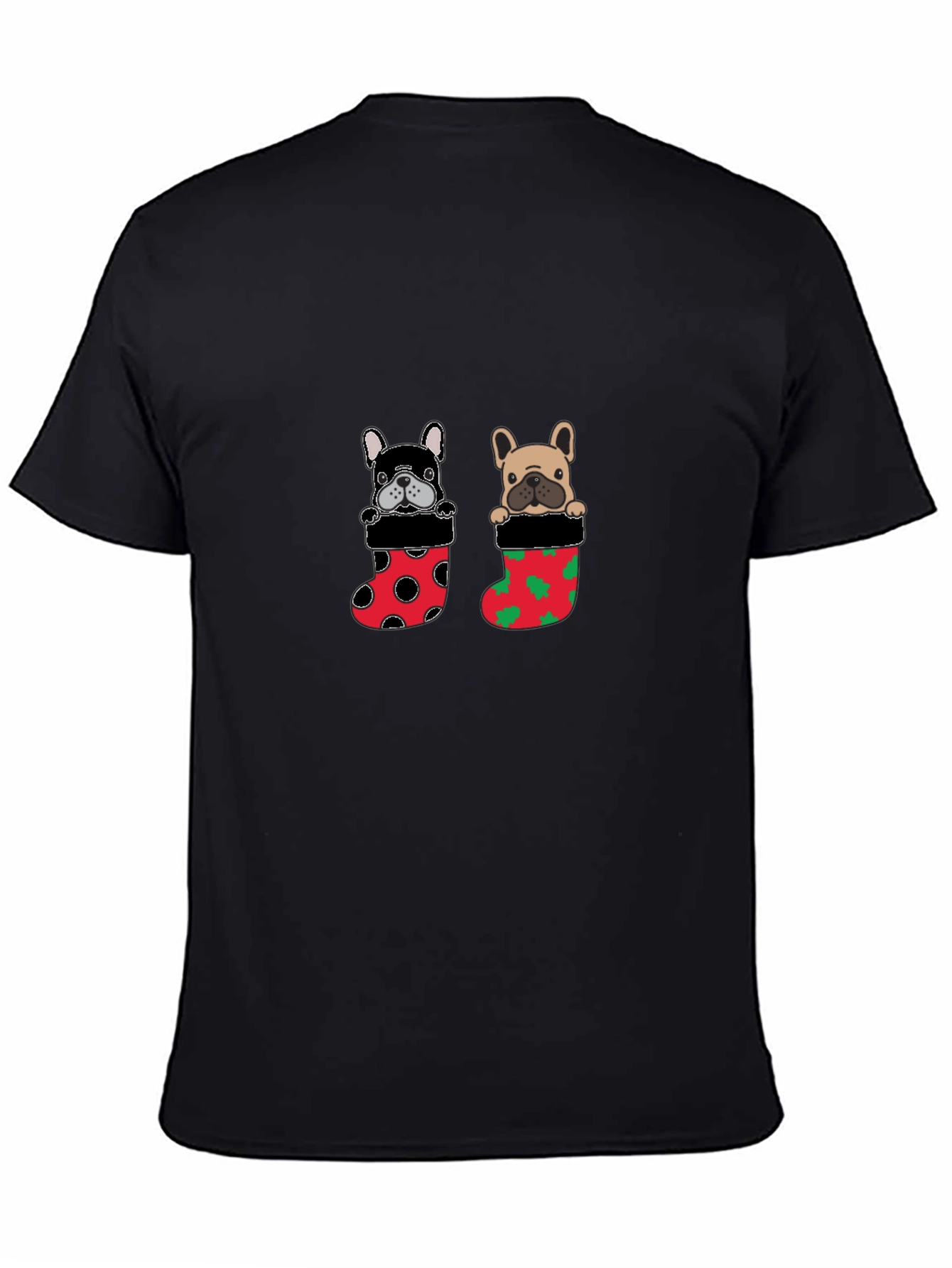 Festive Bulldog in Stocking Christmas T-Shirt