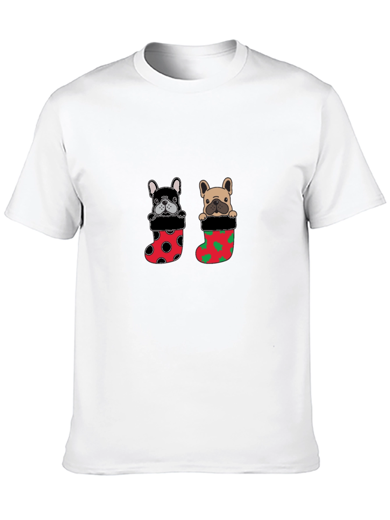 Festive Bulldog in Stocking Christmas T-Shirt