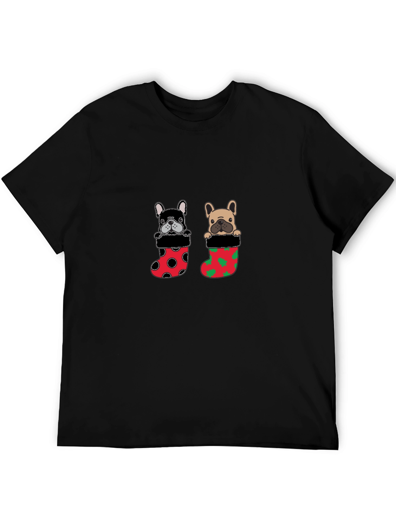 Festive Bulldog in Stocking Christmas T-Shirt