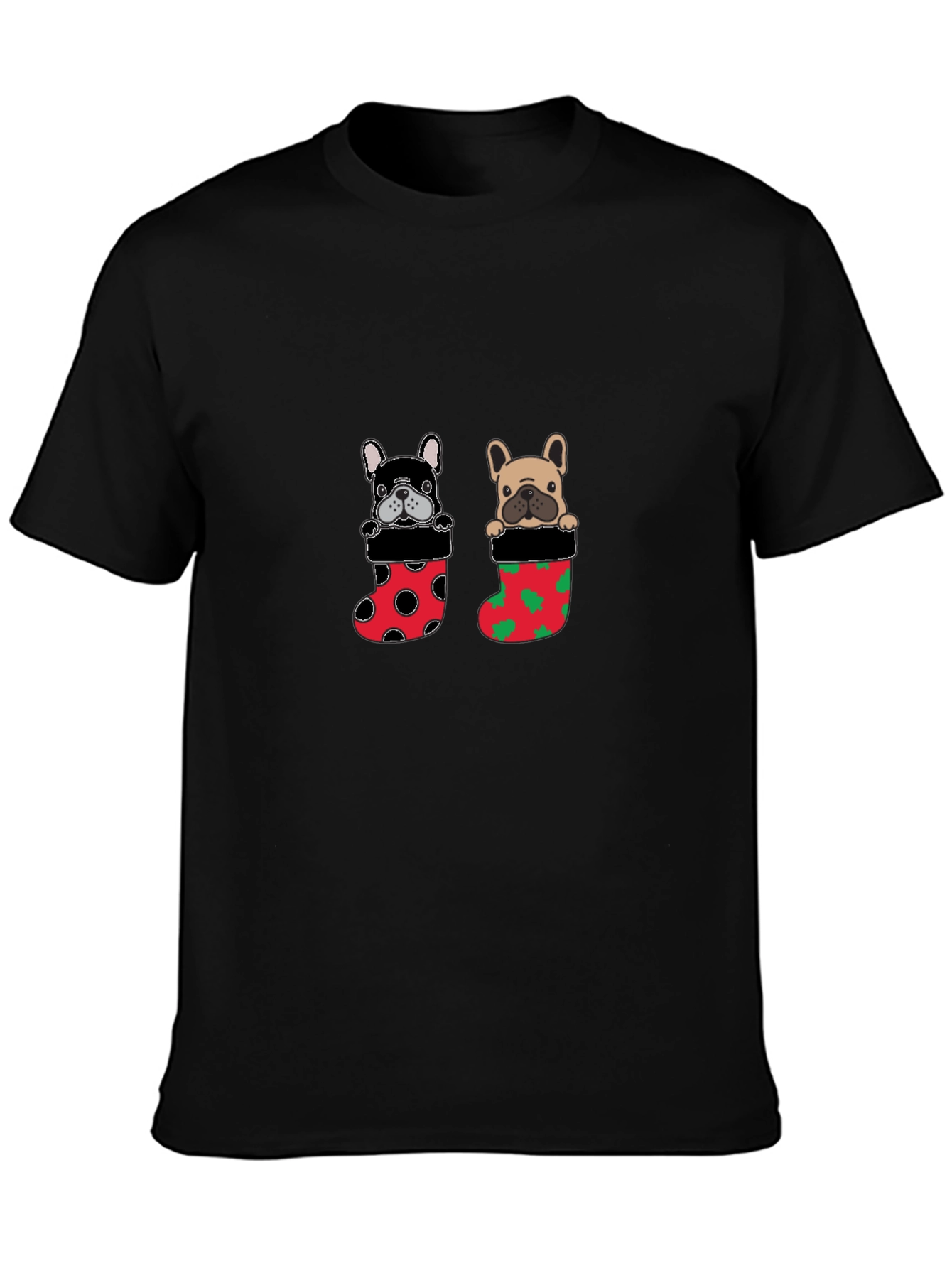 Festive Bulldog in Stocking Christmas T-Shirt